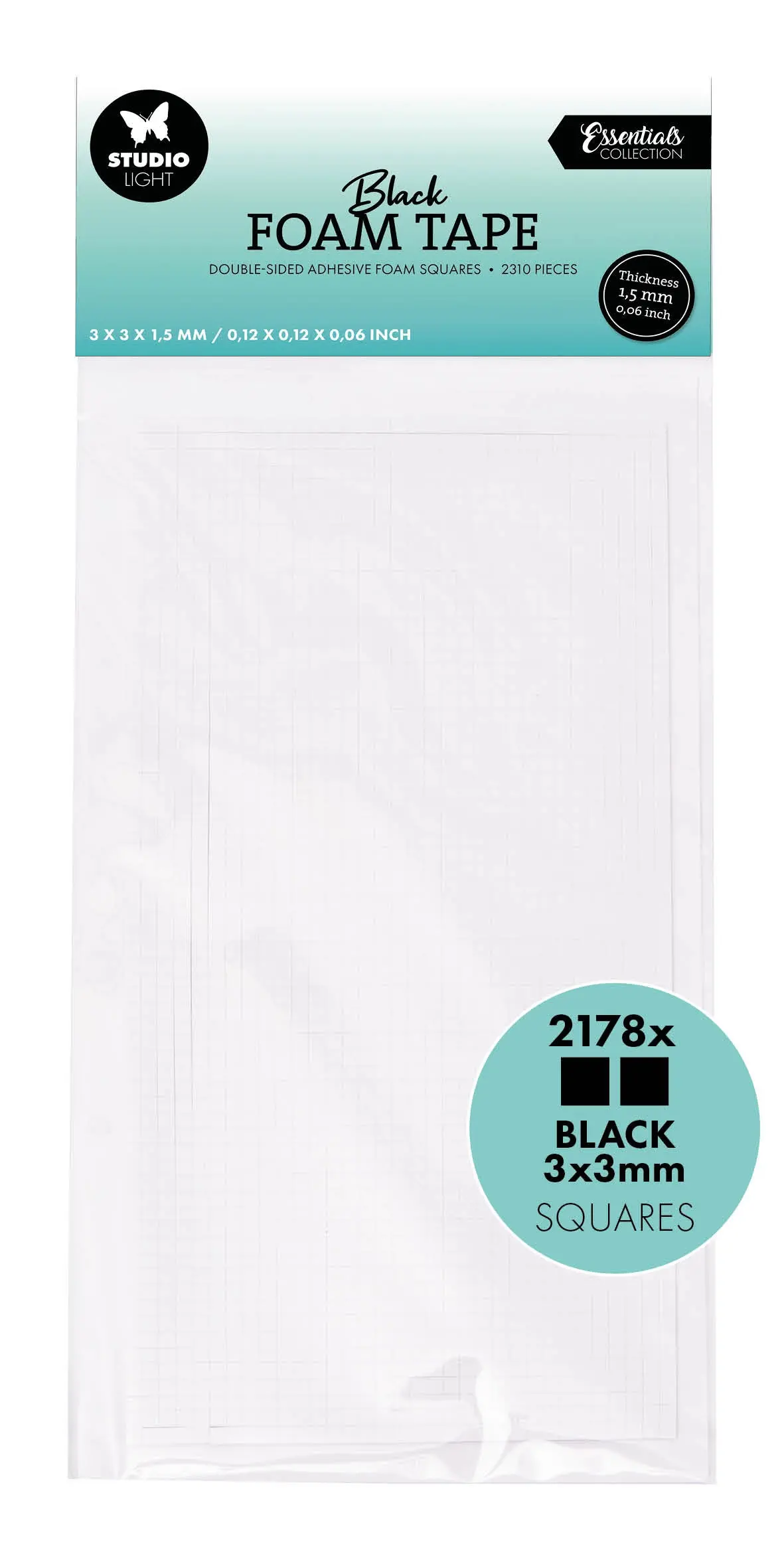 Sl Double-Sided Foam Tape Blocks Black 3X3mm Essentials Tools  2310 Pieces 1