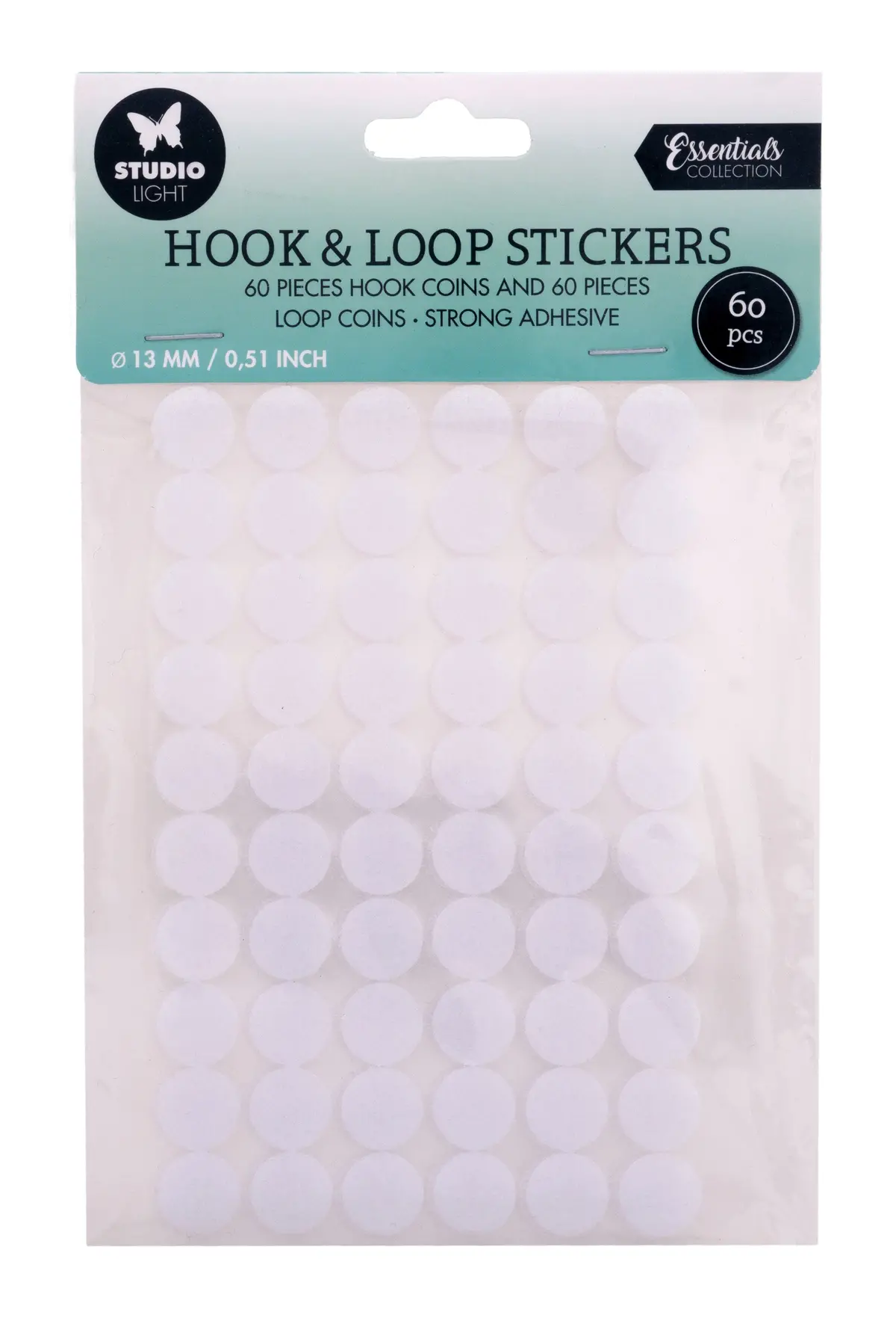 Sl Hook & Loop Stickers Round 13Mm Essential Tools 200X140x2mm 60 Pc Nr.02 1