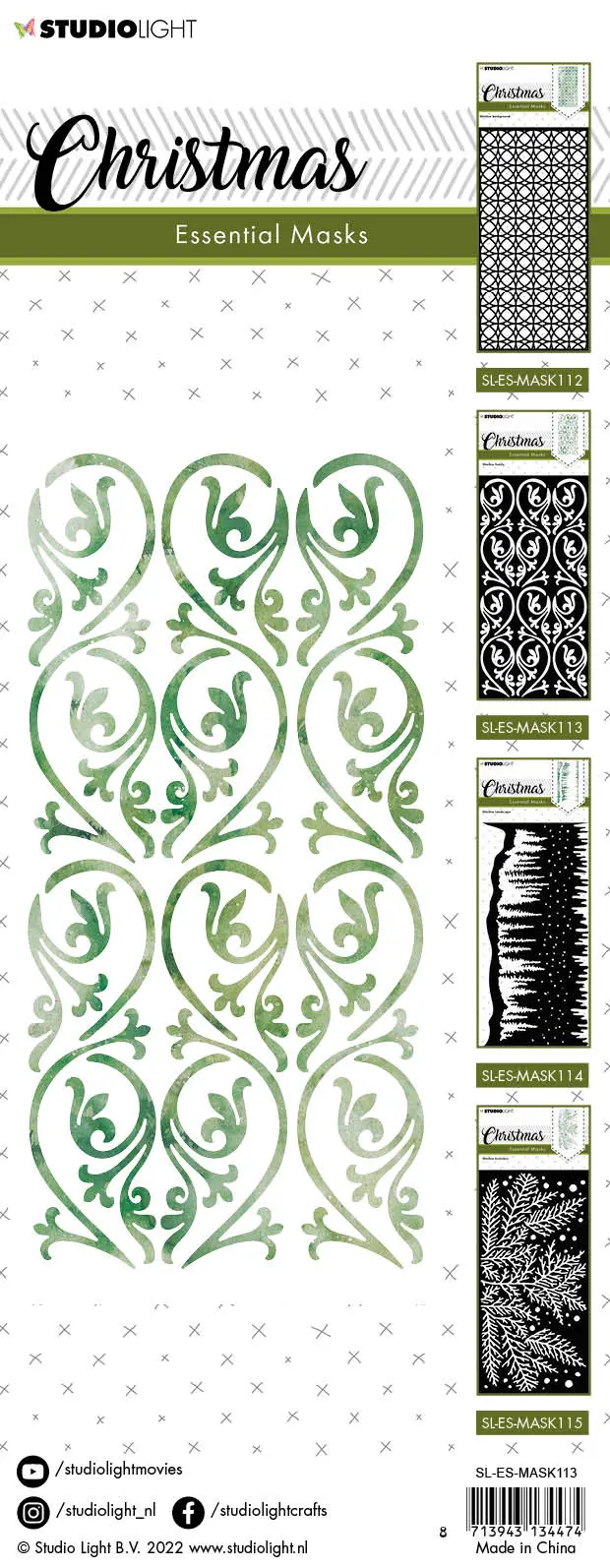 Sl Mask Christmas Slimline Swirly Essentials 105X210x1mm 1 Pc Nr.113 2