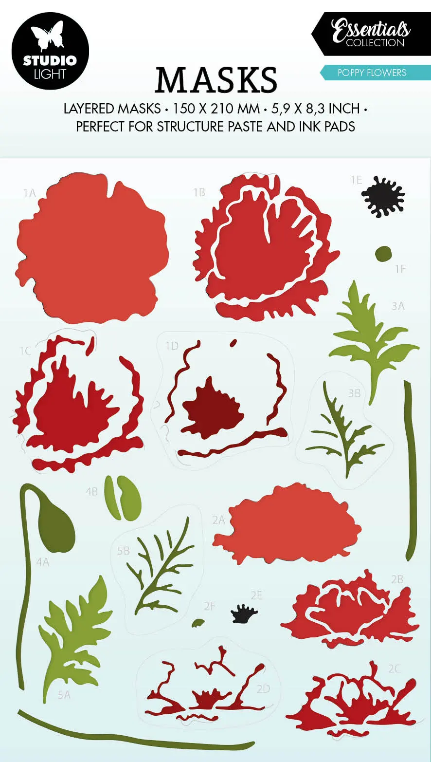 Sl Mask Poppy Flowers Essentials 150X210x1mm 1 Pc Nr.196 1