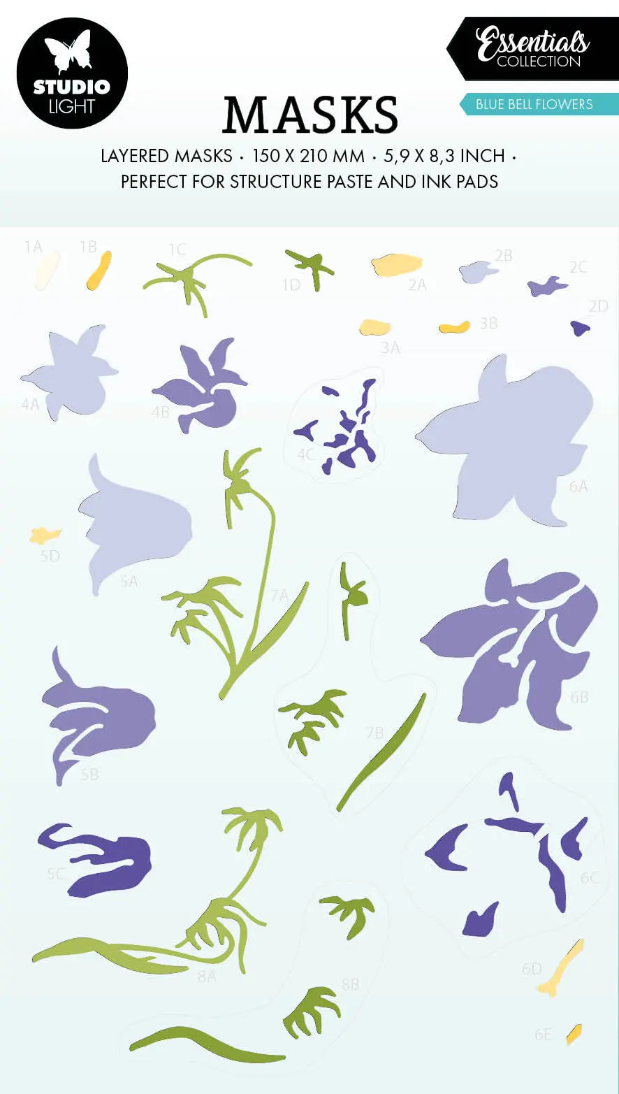 Sl Masks Blue Bell Flowers Essentials 150X210x1mm 1 Pc Nr.247 1