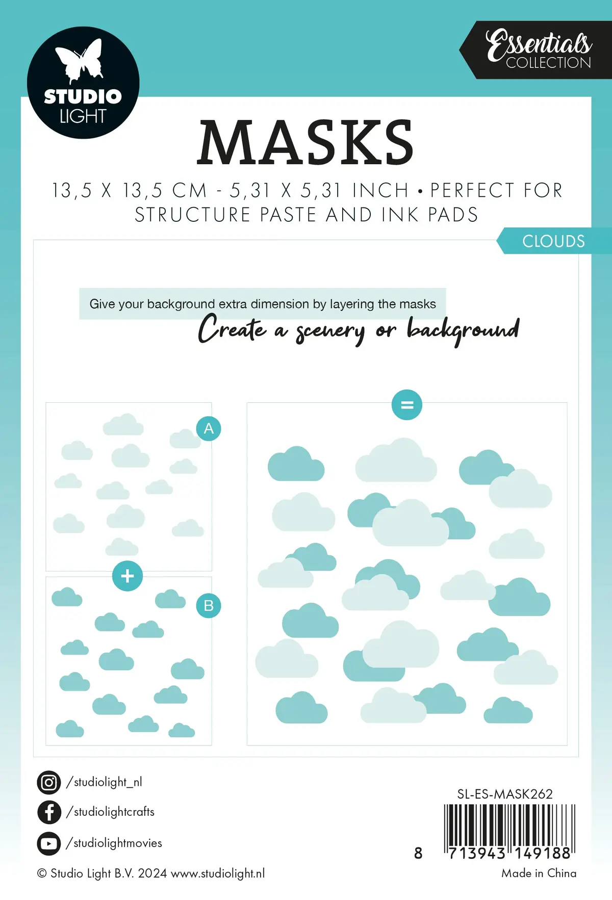 Sl Mask Clouds Essentials 135X135x1mm 2 Pc Nr.262 2