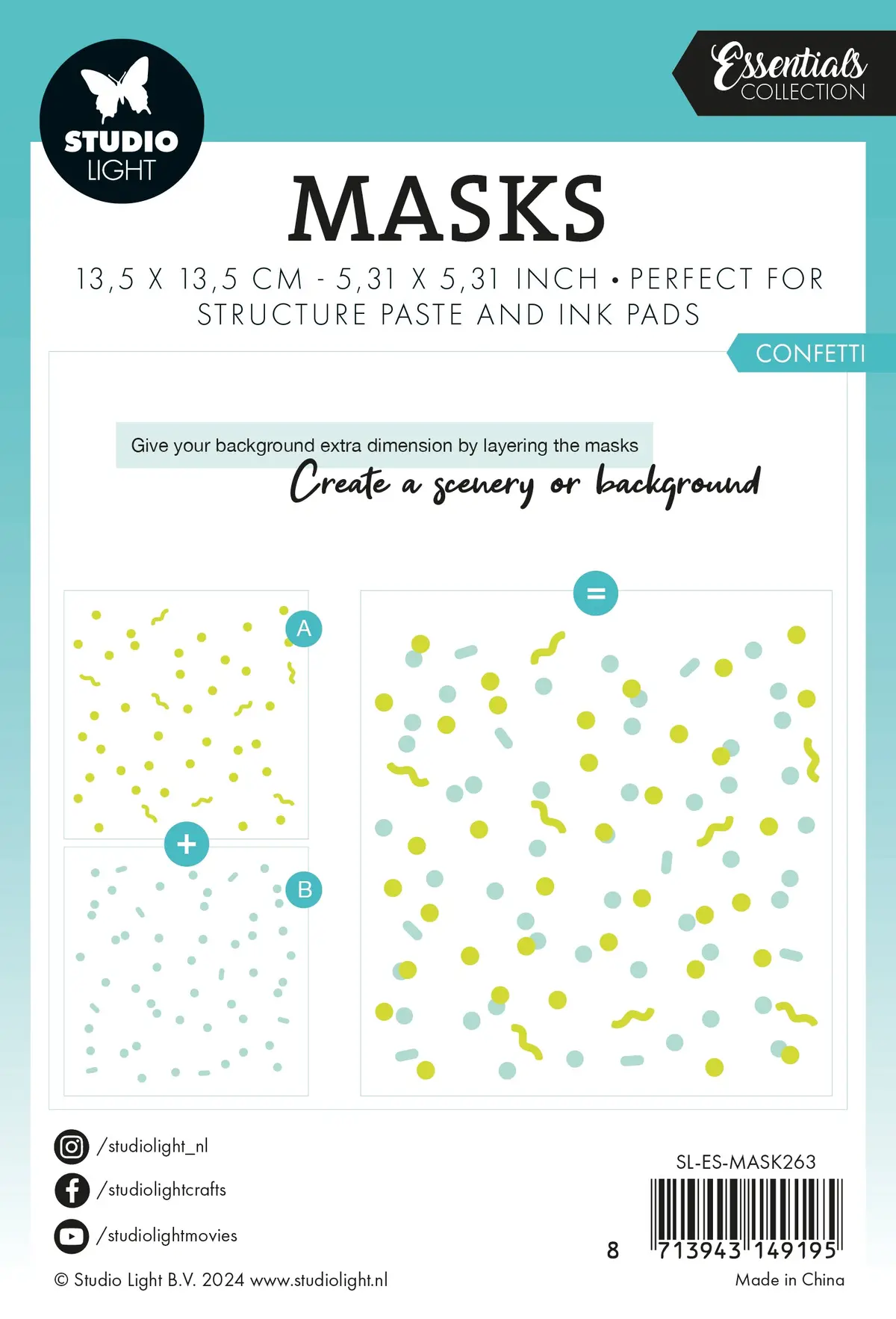 Sl Mask Confetti Essentials 135X135x1mm 2 Pc Nr.263 2