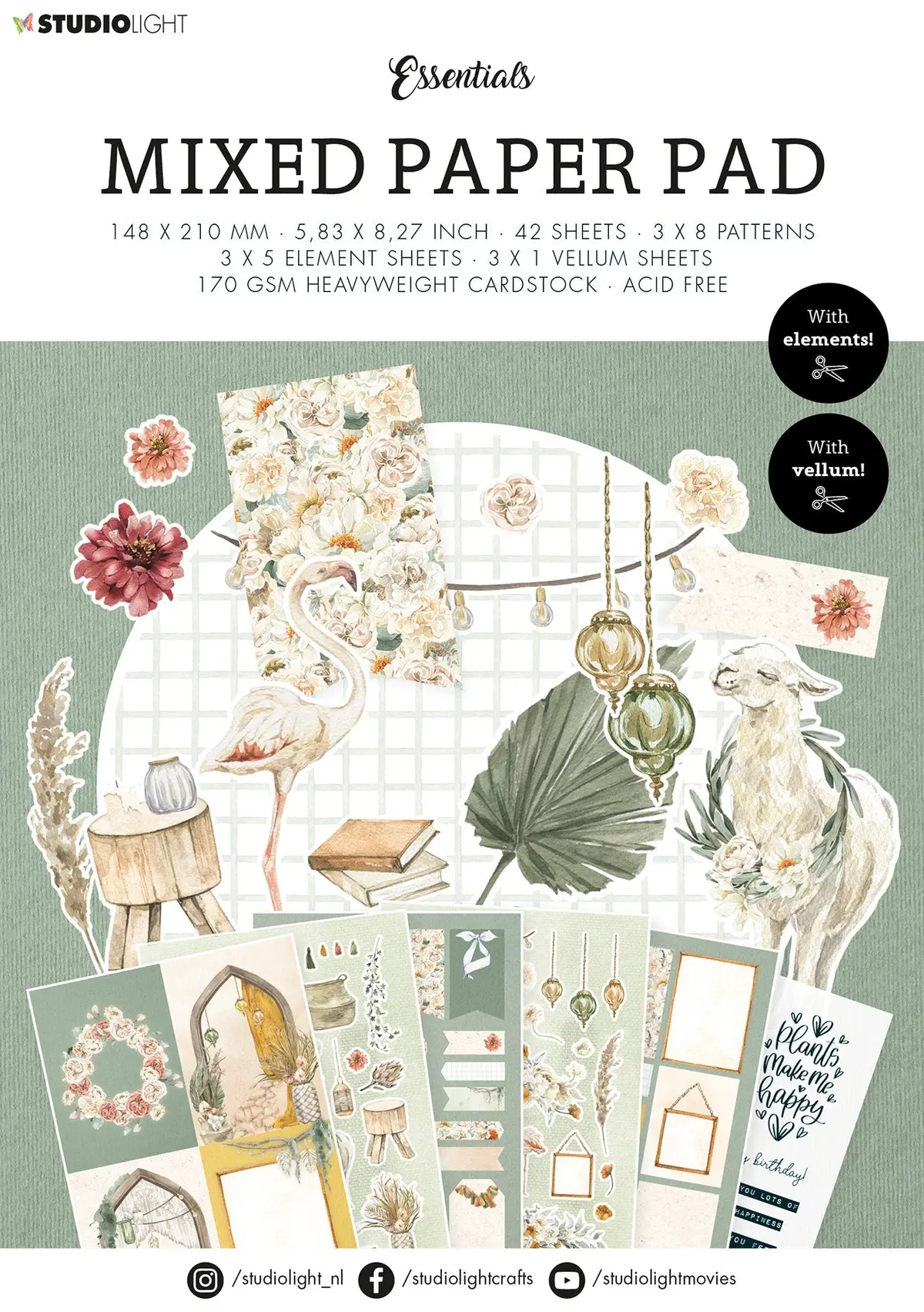 Sl Mixed Paper Pad Bohemian Spring Essentials 148X210x9mm 42 Sh Nr.20 1