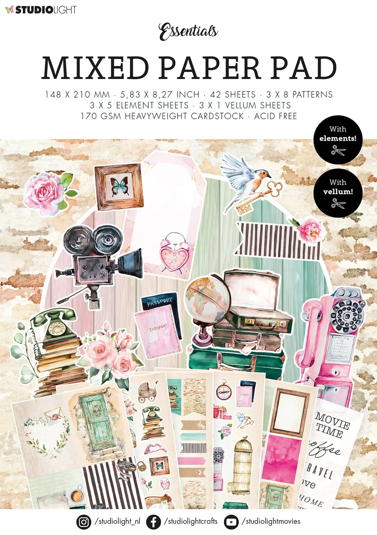 Sl Mixed Paper Pad Lovely Vintage Essentials 148X210x9mm 42 Sh Nr.22 1