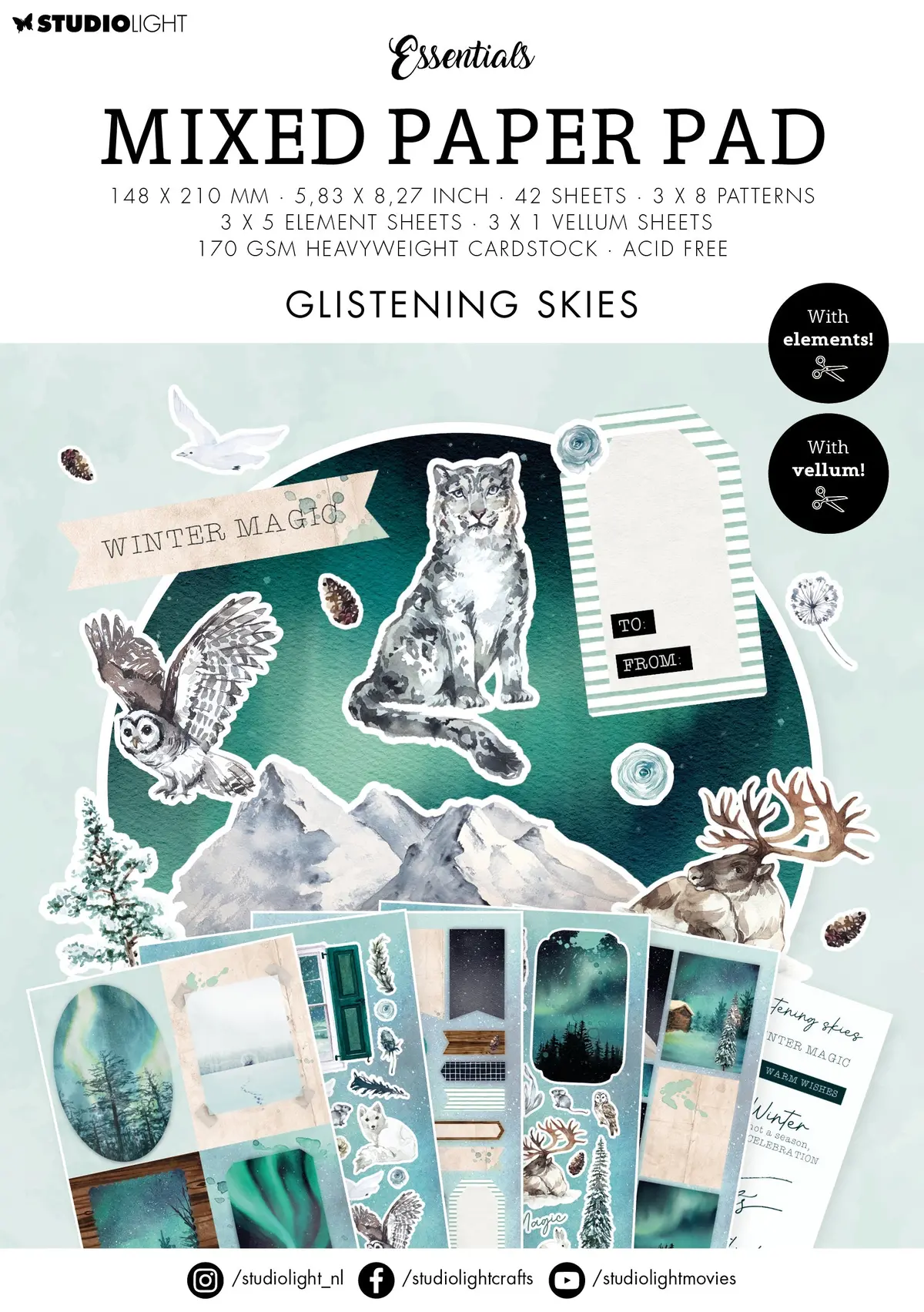 Sl Mixed Paper Pad Glistening Skies Essentials 148X210x9mm 42 Sh Nr.27 1