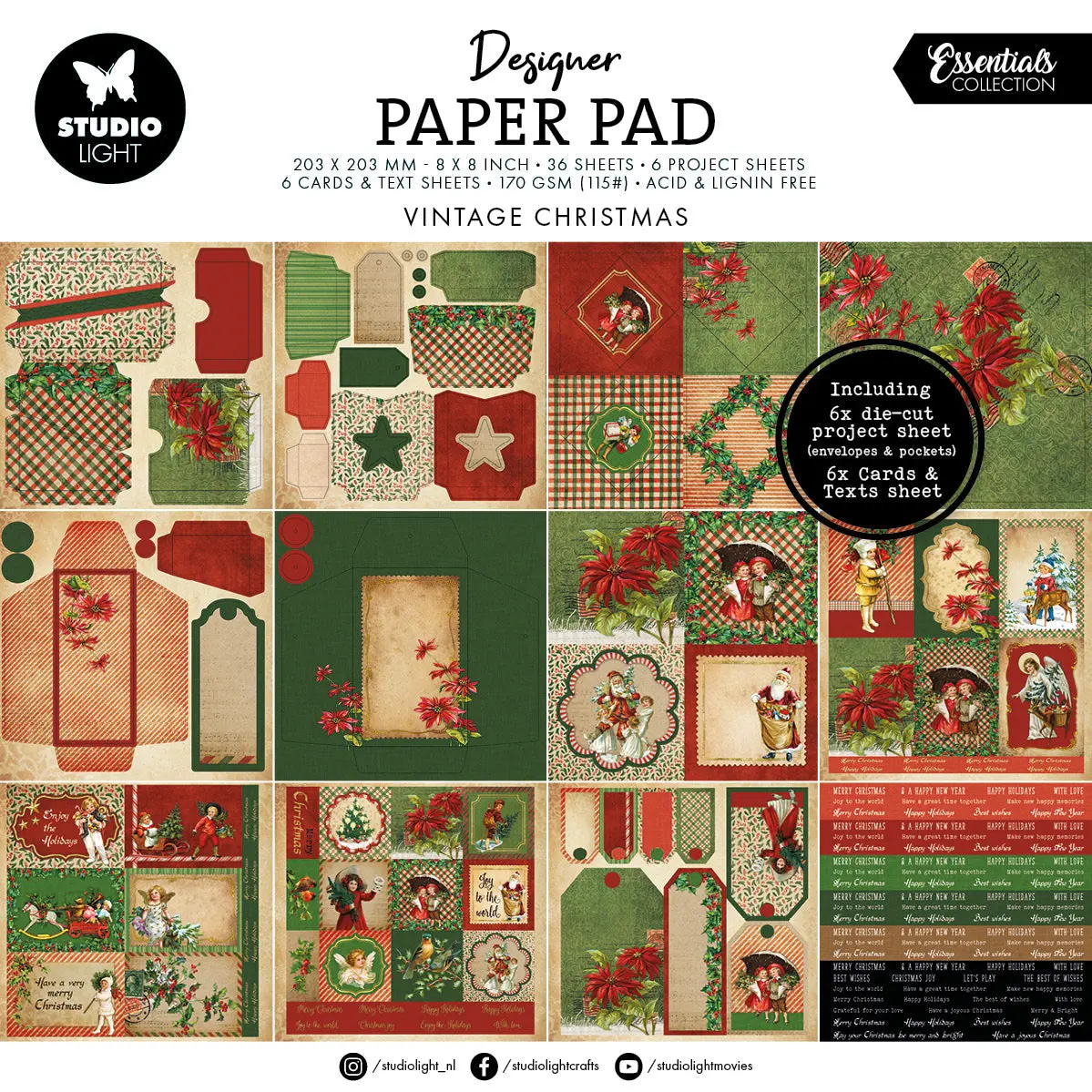 Sl Mixed Paper Pad Vintage Christmas Essentials 36 Sheets 1