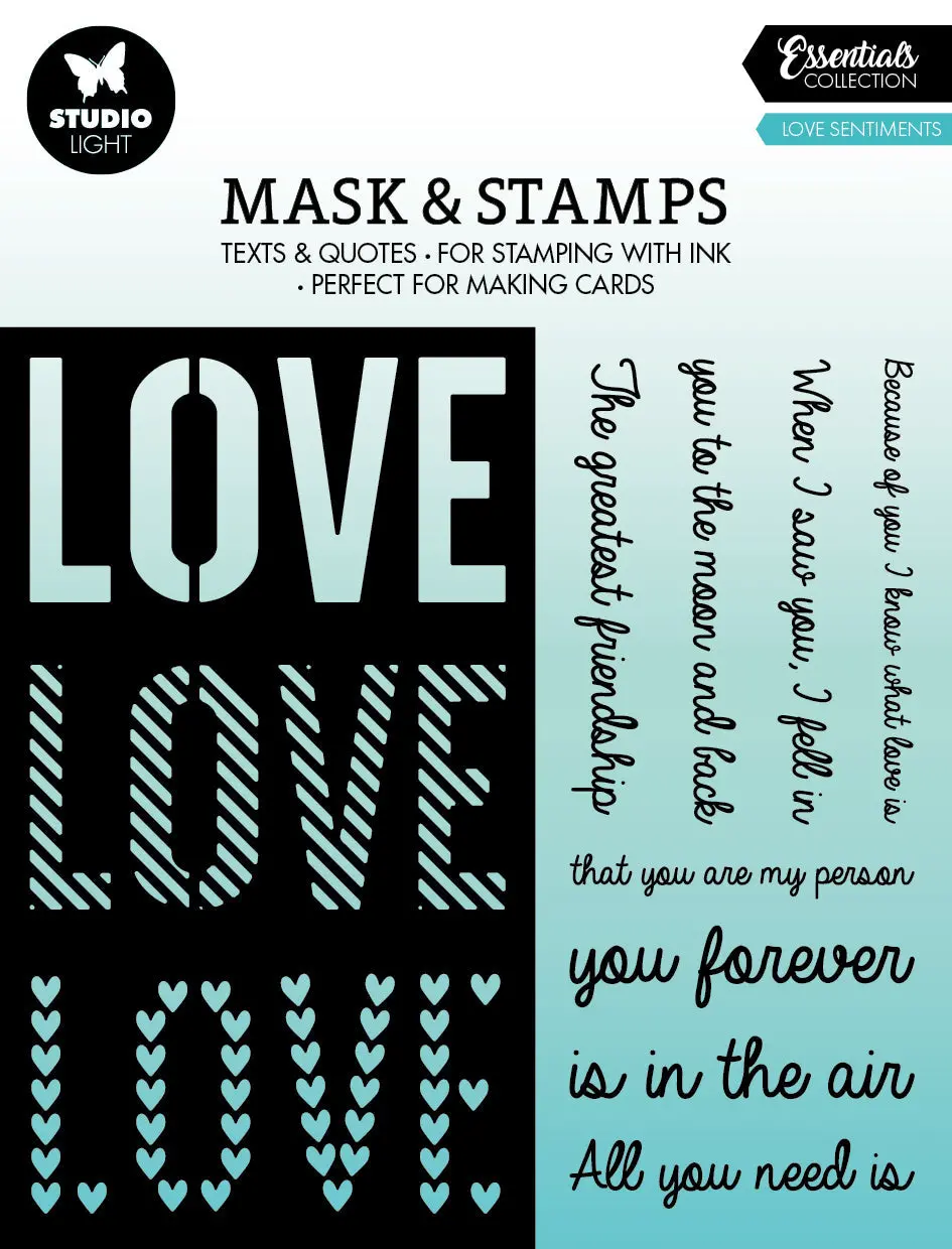 Sl Mask & Stamp Love Sentiments Essentials 155X155x3mm 9 Pc Nr.01 1