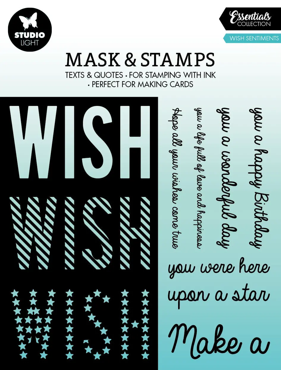 Sl Mask & Stamp Wish Sentiments Essentials 155X155x3mm 8 Pc Nr.03 1