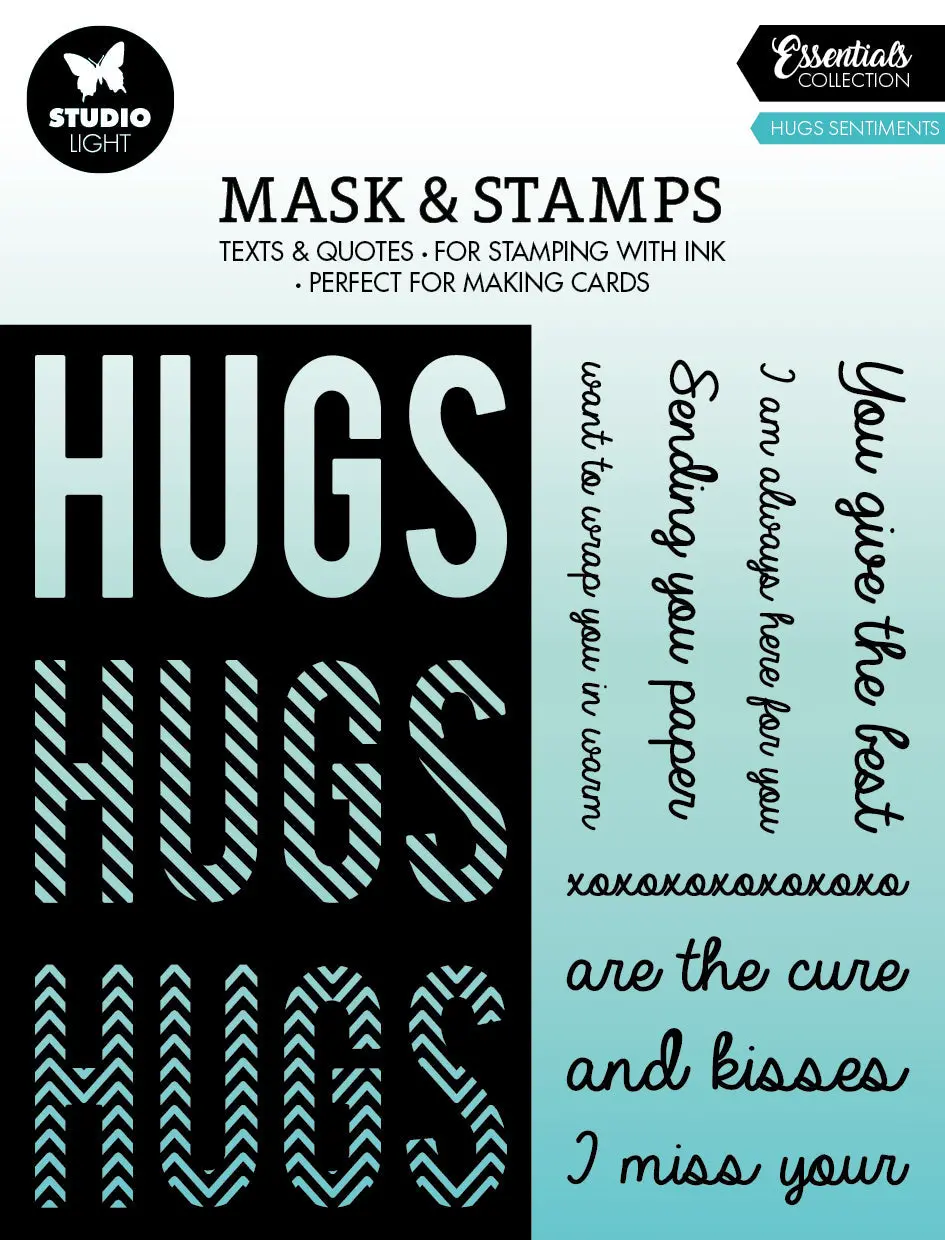 Sl Mask & Stamp Hugs Sentiments Essentials 155X155x3mm 9 Pc Nr.04 1