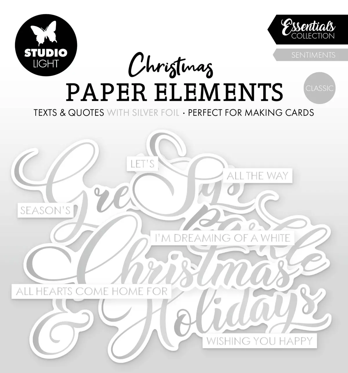 Sl Paper Elements Silver Sentiments Classic Essentials 40 Pieces 1