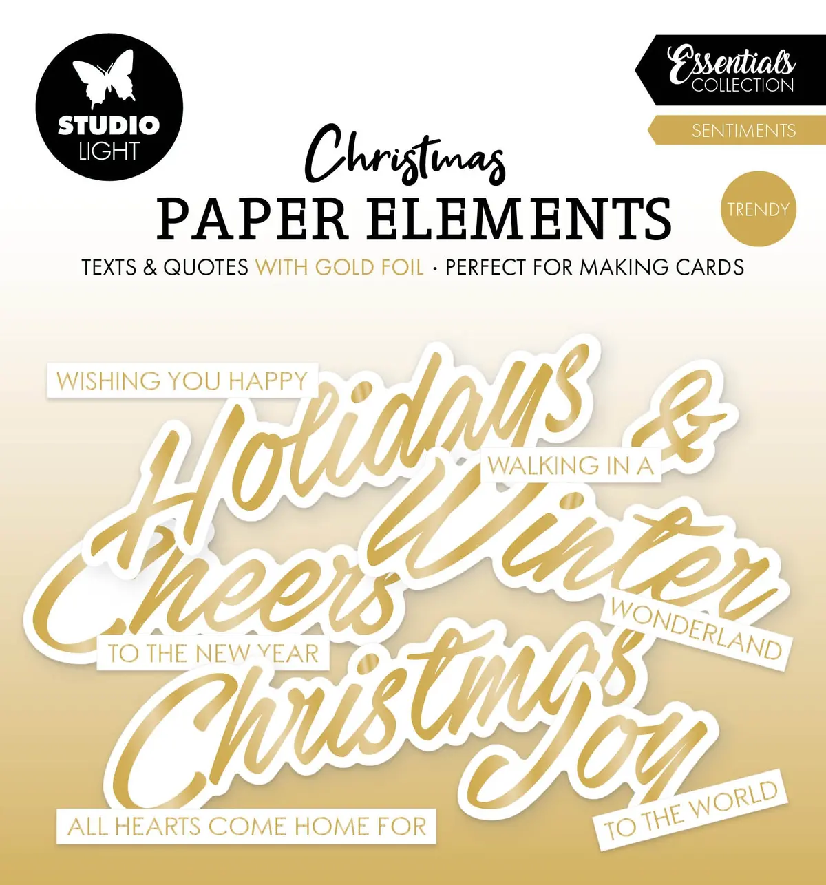 Sl Paper Elements Gold Sentiments Trendy Essentials 40 Pieces 1