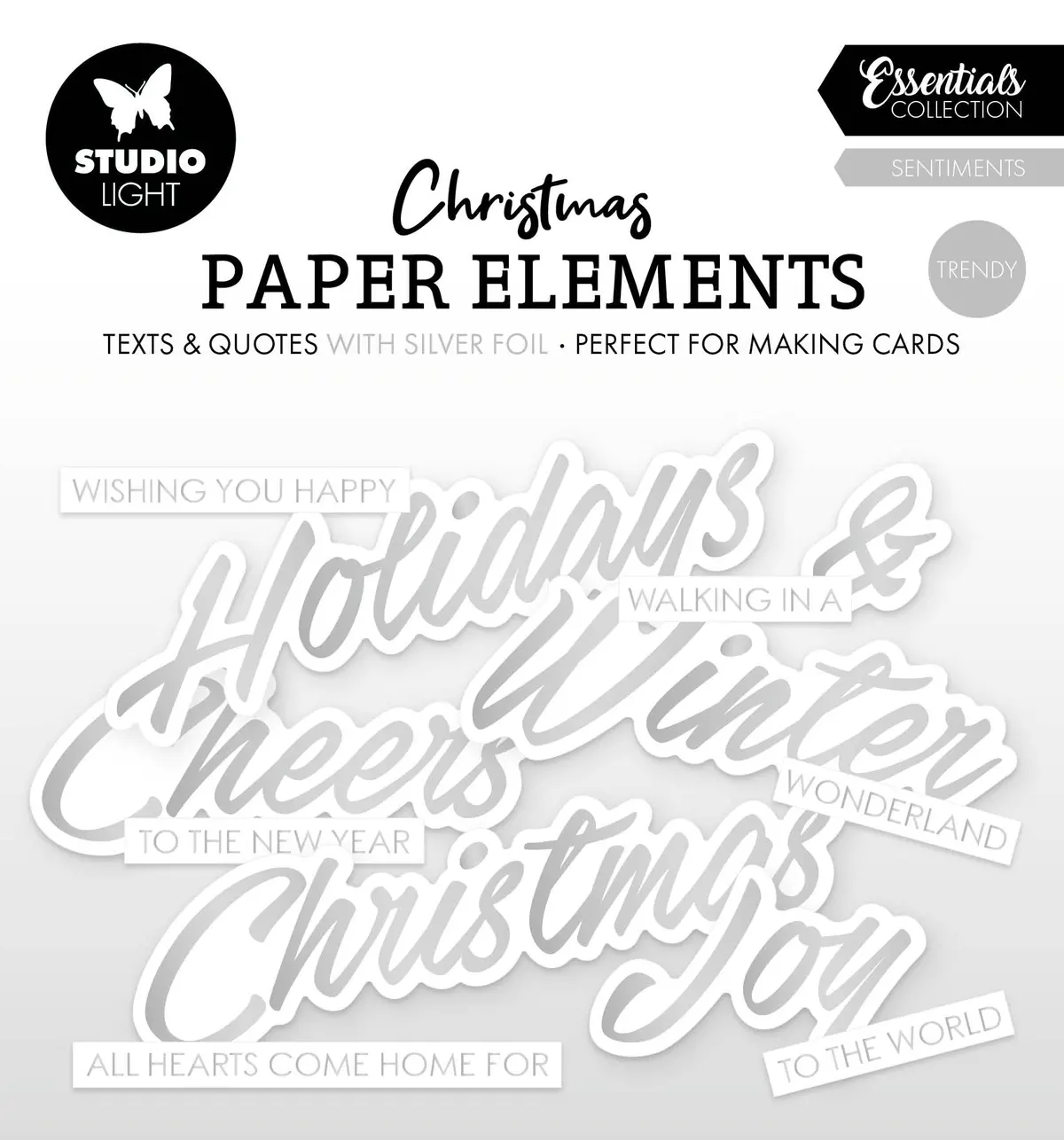 Sl Paper Elements Silver Sentiments Trendy Essentials 40 Pieces 1