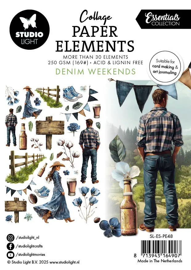 Sl Paper Elements Denim Weekends Essentials 105X148x4mm 36 Pieces 1
