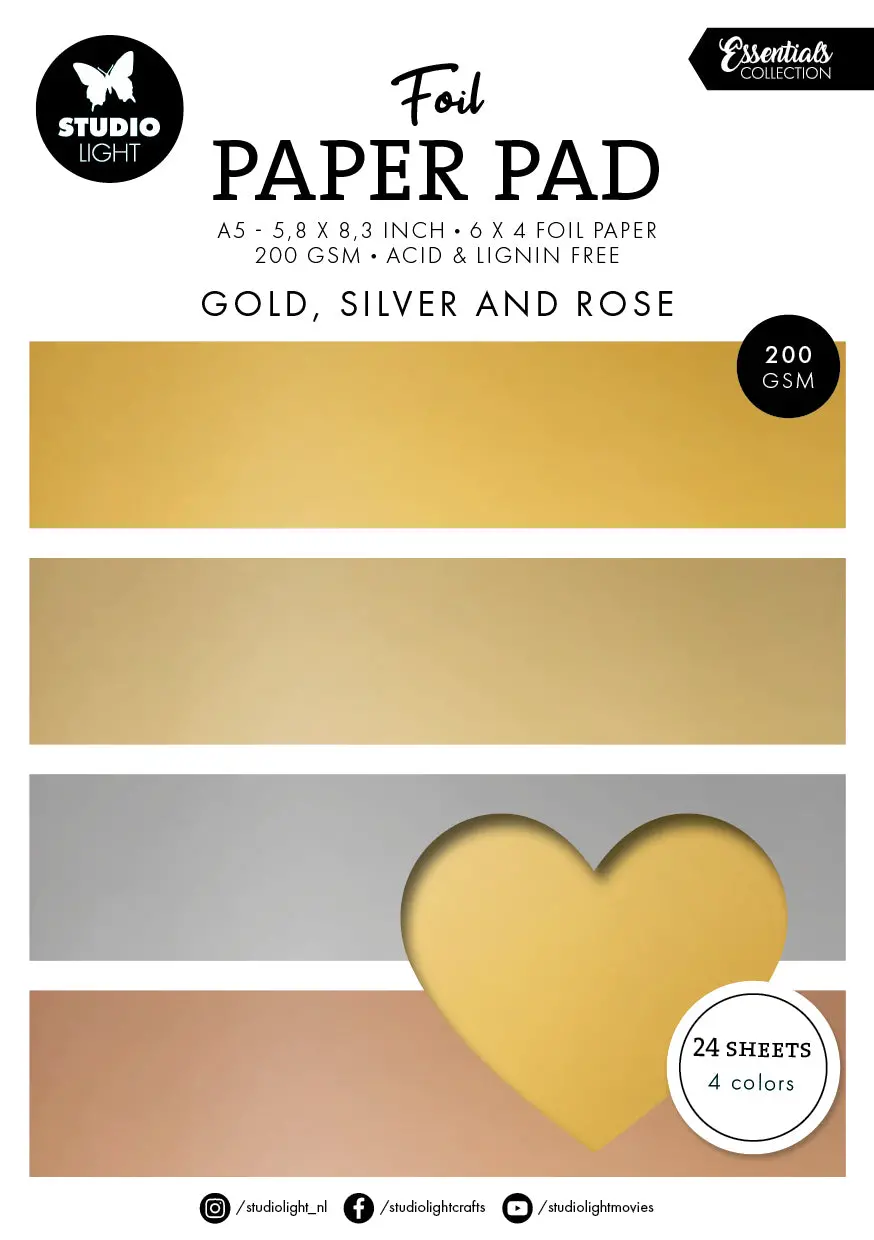 Sl Foil Paper Pad Gold, Silver And Rose Essentials 24 Sh 1
