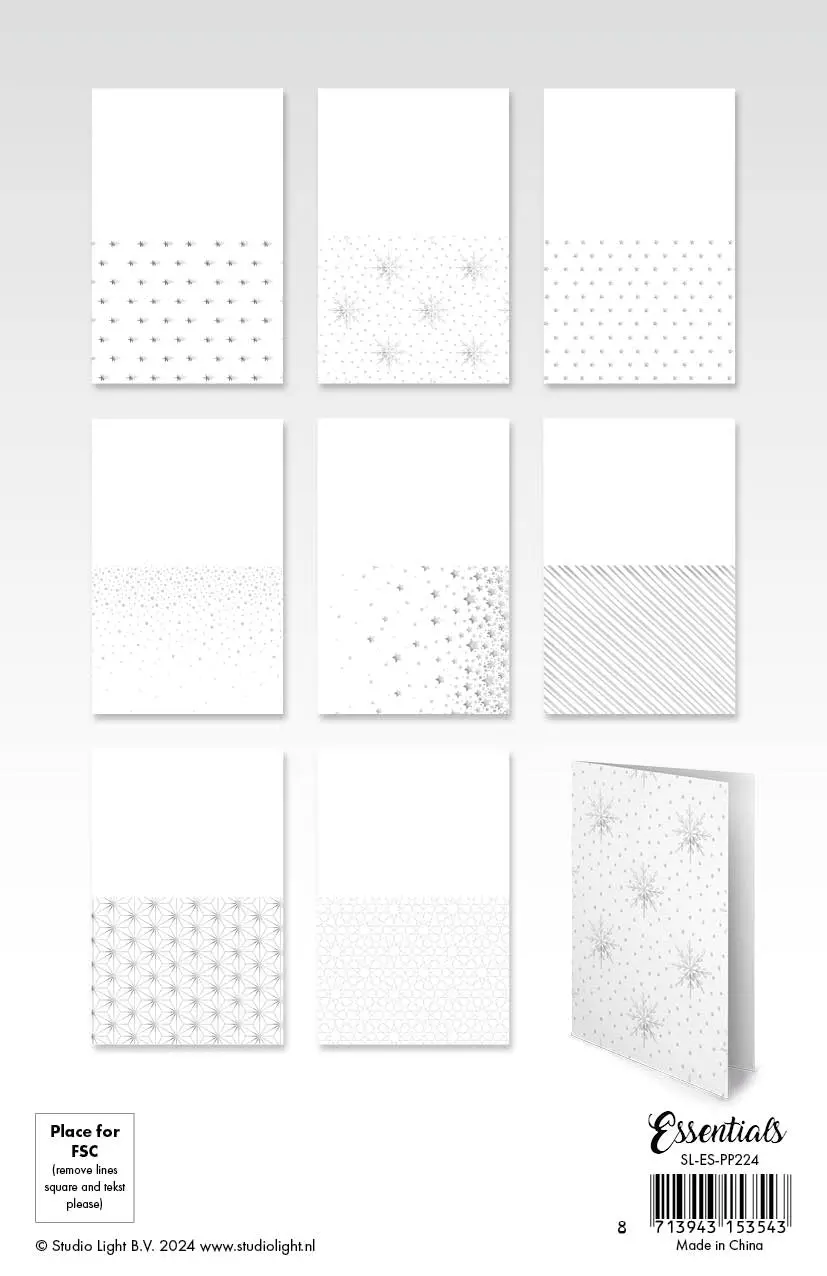 Sl Foiled Cards Silver Christmas Patterns Essentials 24 Sh 2