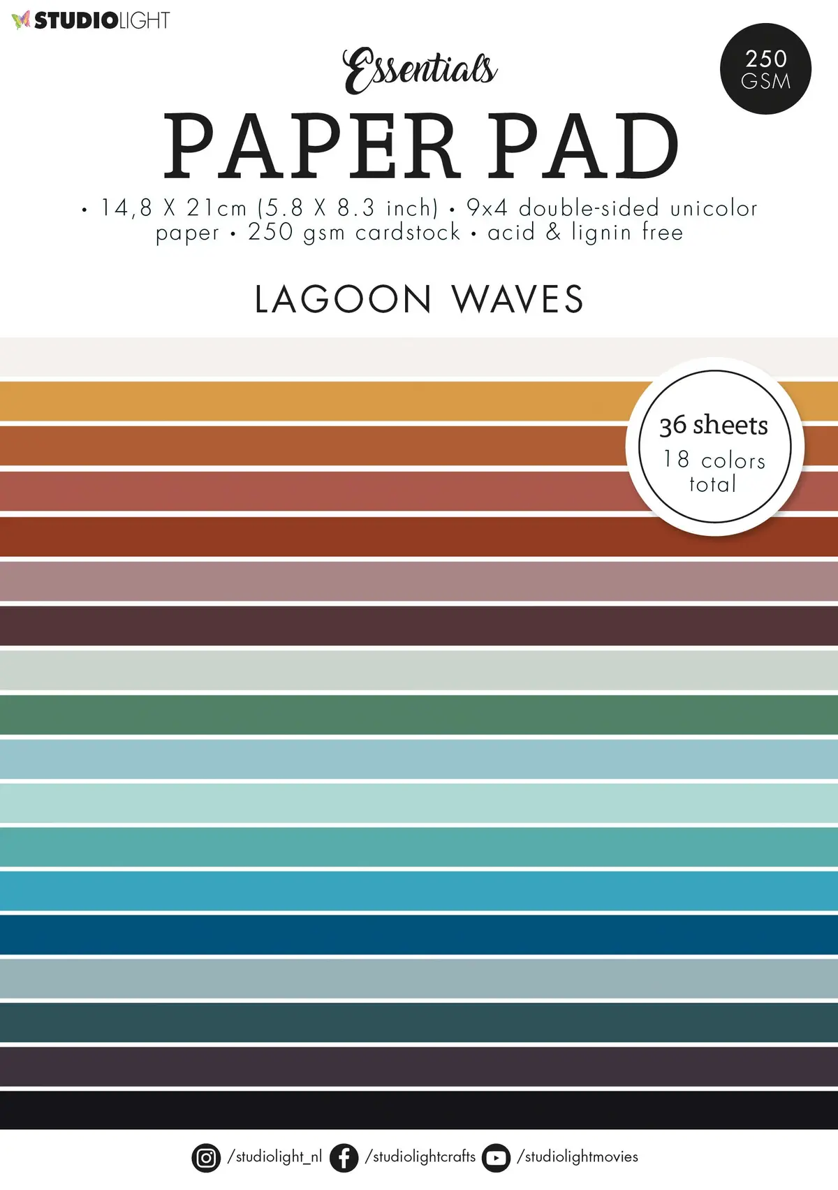 Sl Paper Pad Unicolor Paper Lagoon Waves Essentials 210X148x9mm 36 Sh Nr.89 1