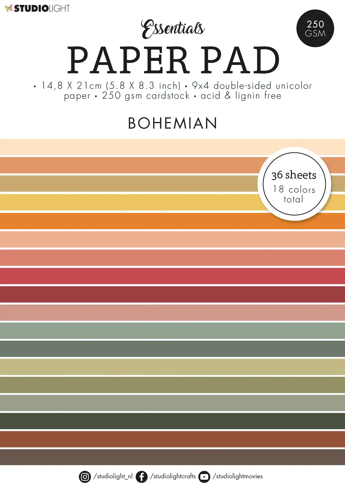Sl Paper Pad Unicolor Paper Bohemian Essentials 210X148x9mm 36 Sh Nr.90 1