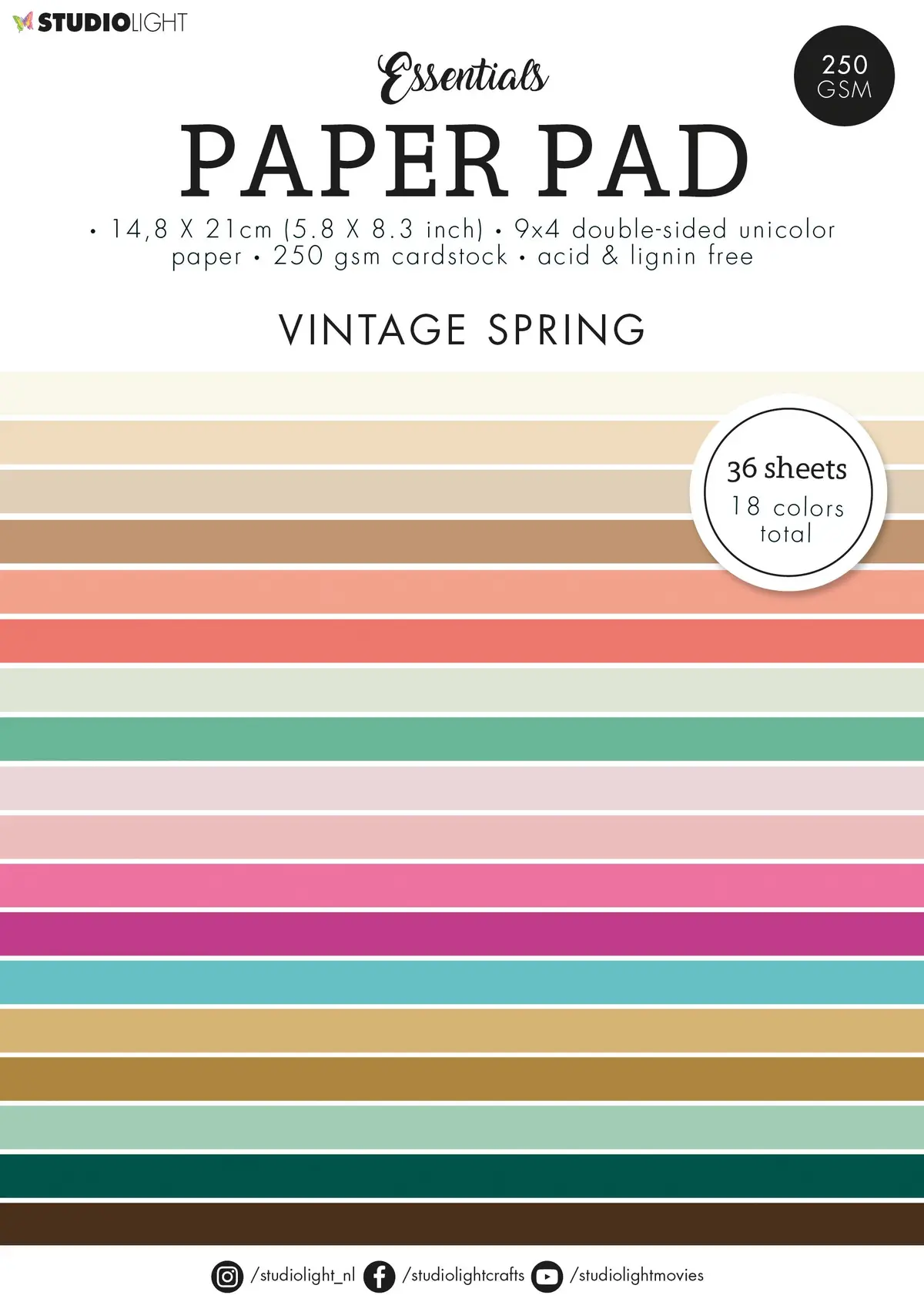 Sl Paper Pad Unicolor Paper Vintage Spring Essentials 210X148x9mm 36 Sh Nr.92 1