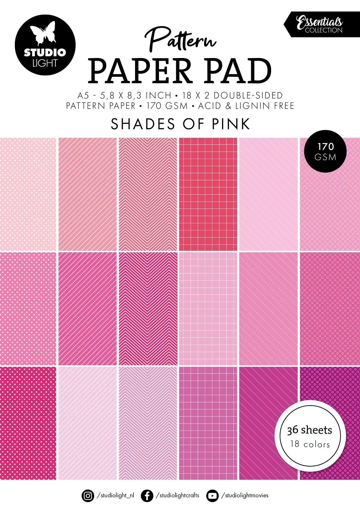Sl Pattern Paper Pad Shades Of Pink Essentials 36 Sh 1