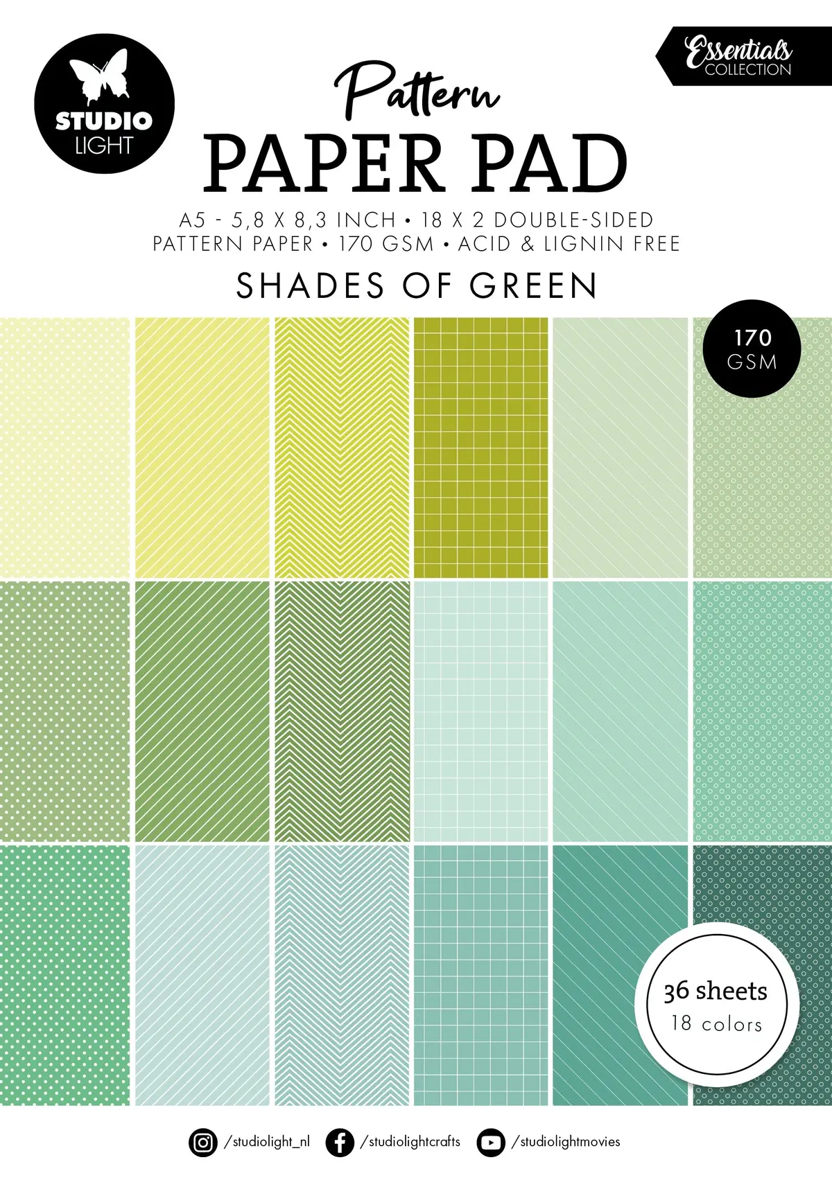 Sl Pattern Paper Pad Shades Of Green Essentials 36 Sh 1
