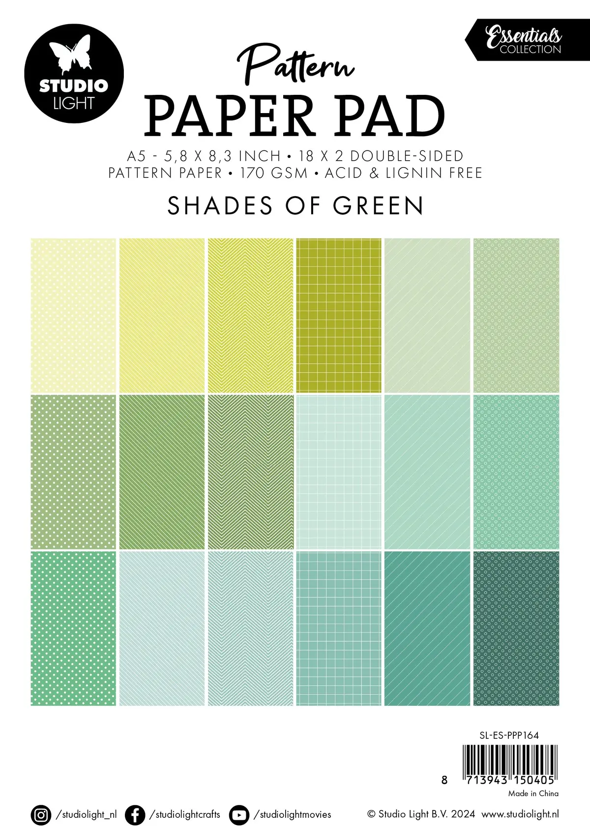 Sl Pattern Paper Pad Shades Of Green Essentials 36 Sh 2