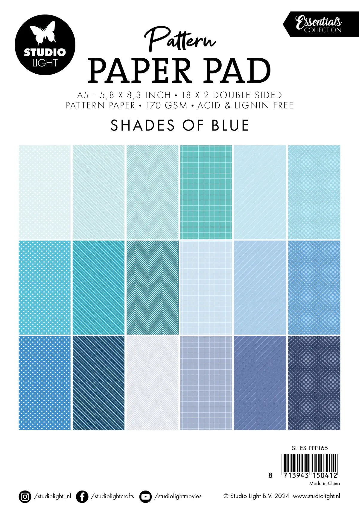 Sl Pattern Paper Pad Shades Of Blue Essentials 36 Sh 2