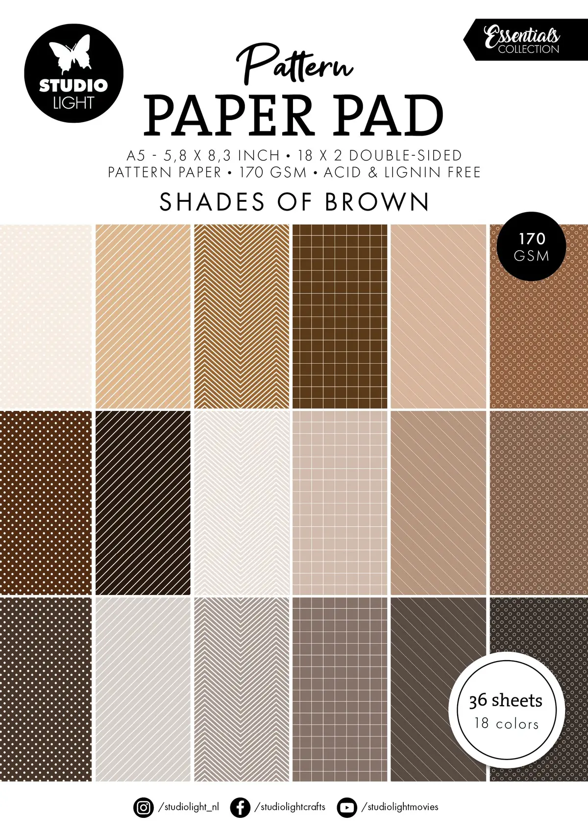 Sl Pattern Paper Pad Shades Of Brown Essentials 36 Sh 1