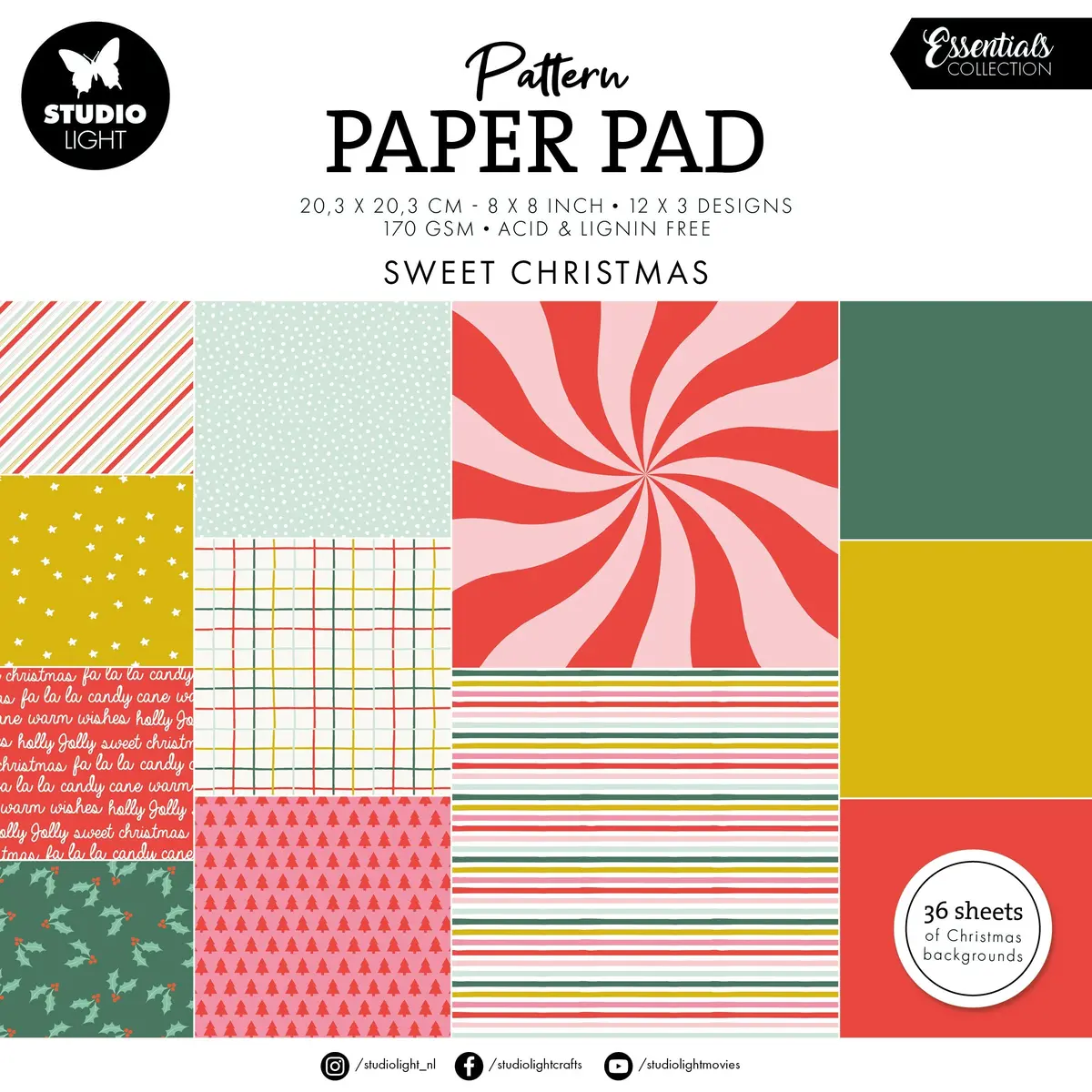 Sl Pattern Paper Pad Sweet Christmas Essentials 36 Sh 1