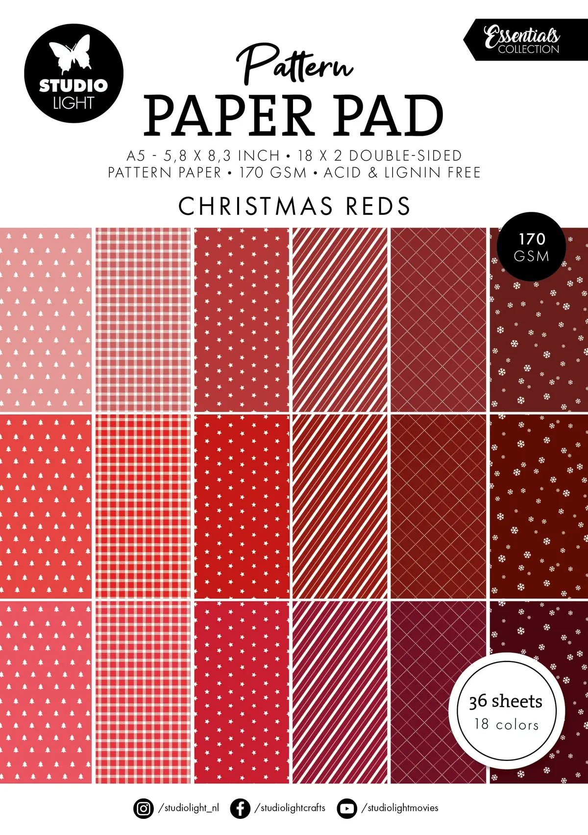 Sl Pattern Paper Pad Christmas Reds Essentials 36 Sh 1