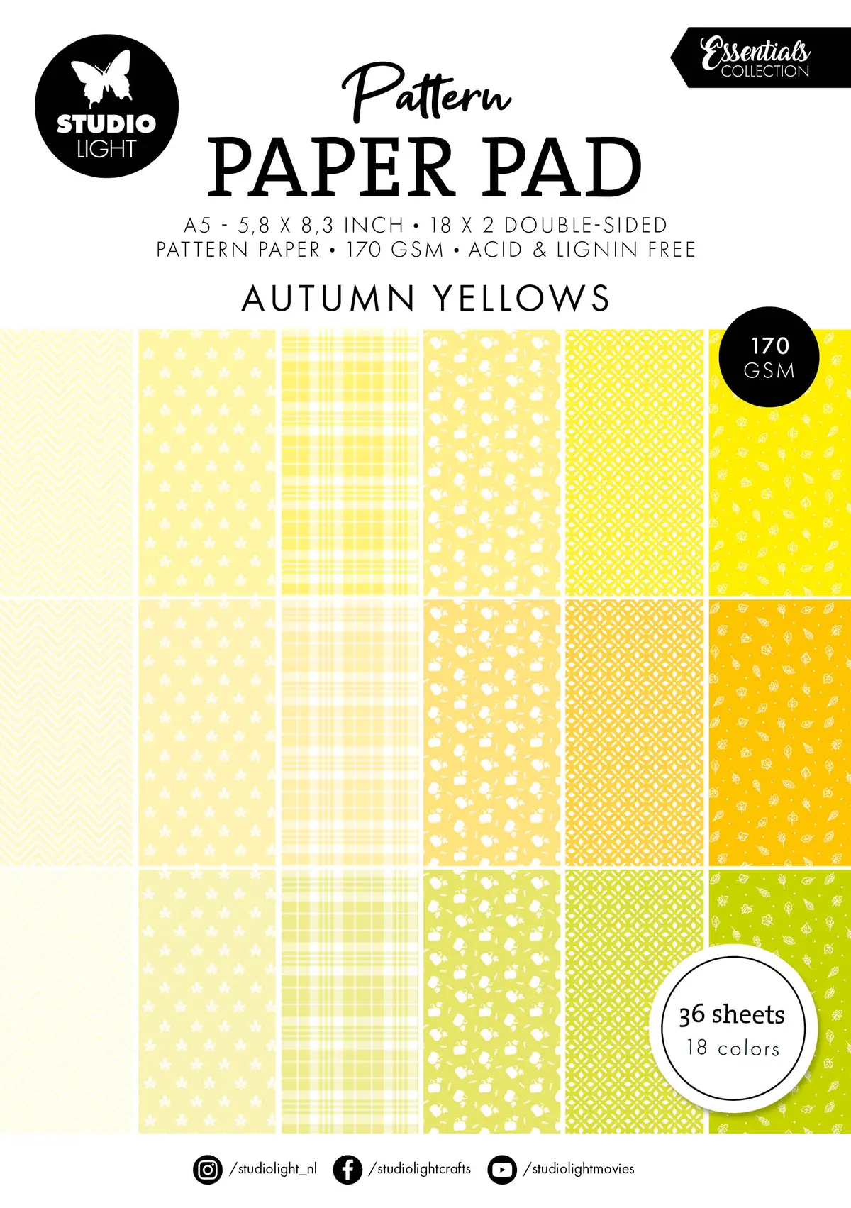 Sl Pattern Paper Pad Autumn Yellows Essentials 36 Sh 1