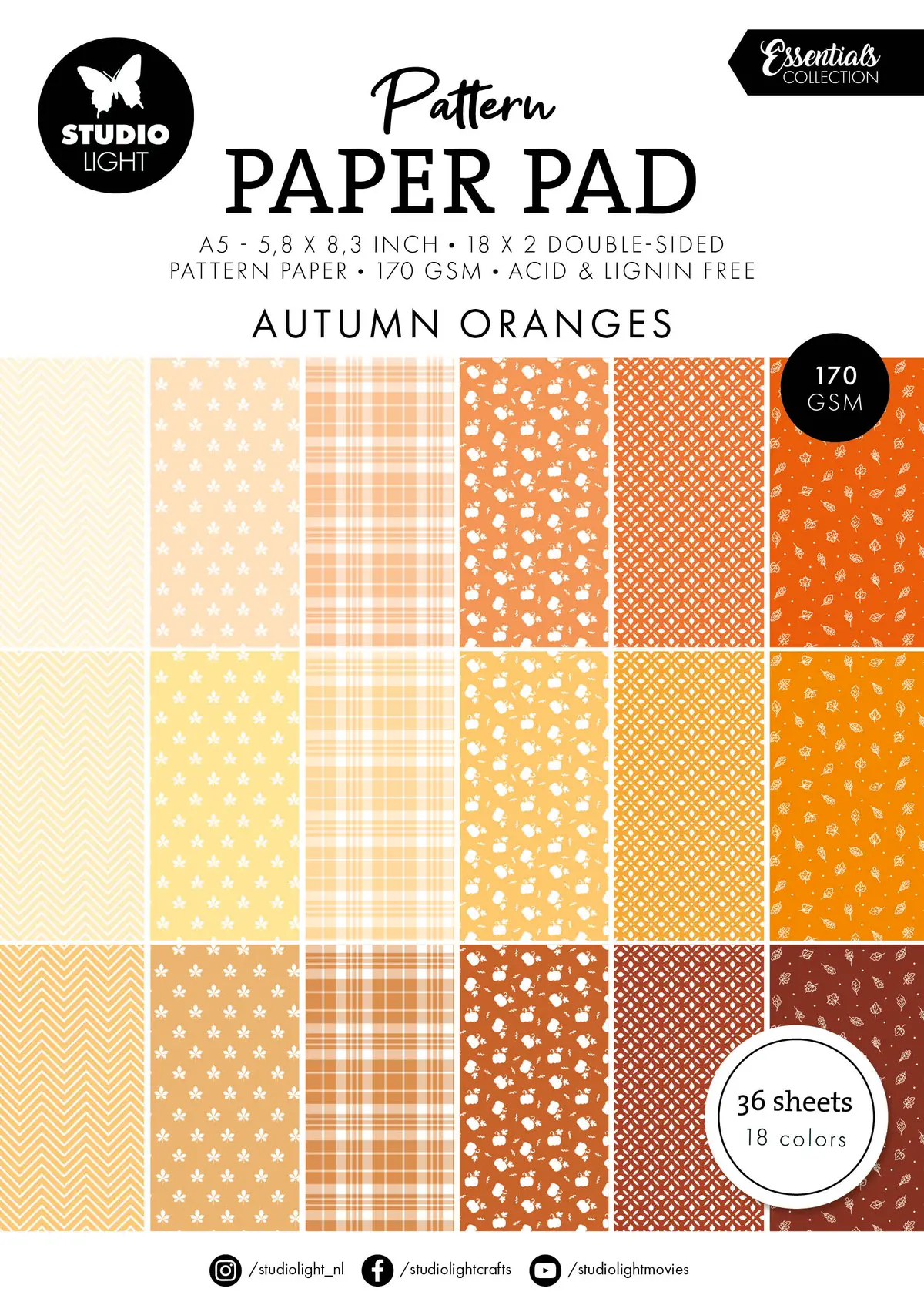 Sl Pattern Paper Pad Autumn Oranges Essentials 36 Sh 1