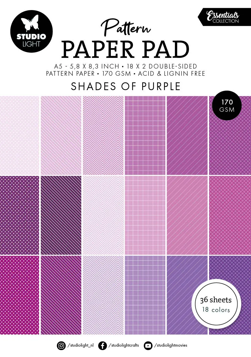 Sl Pattern Paper Pad Shades Of Purple Essentials 36 Sh 1