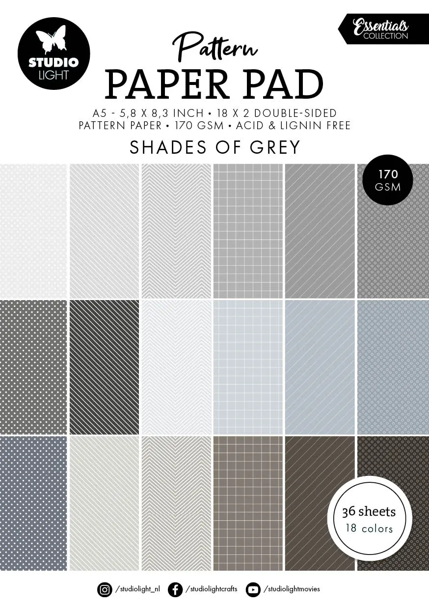 Sl Pattern Paper Pad Shades Of Grey Essentials 36 Sh 1
