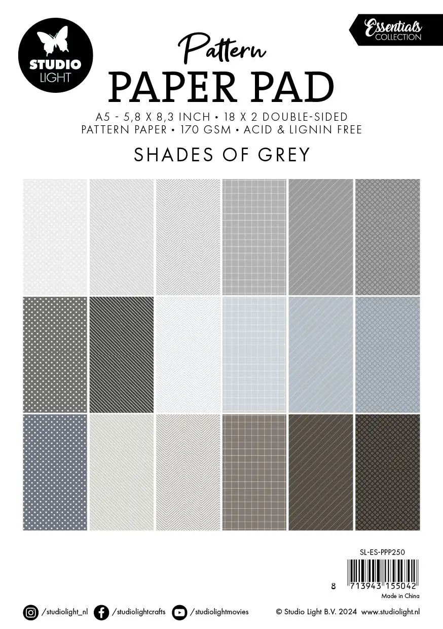 Sl Pattern Paper Pad Shades Of Grey Essentials 36 Sh 2