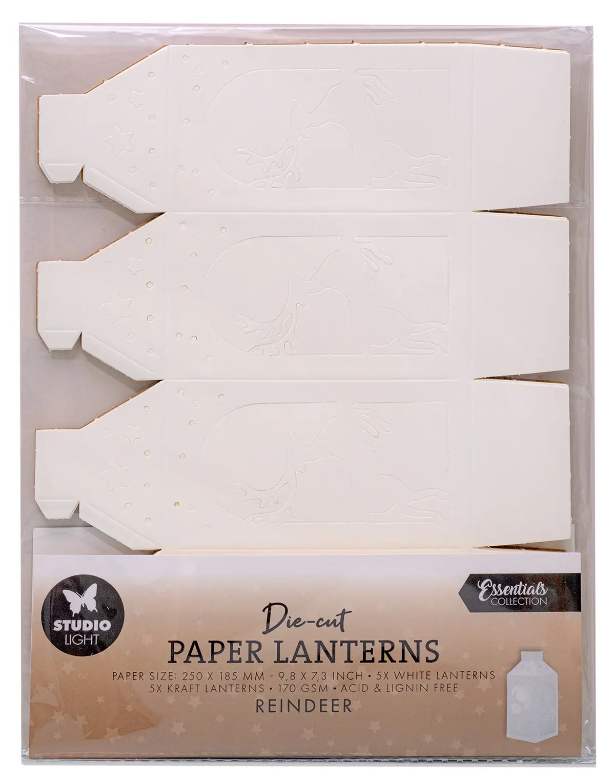 Sl Die-Cut Paper Lanterns Reindeer Essentials 10 Sheets 1