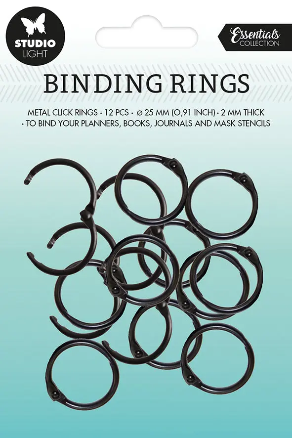 Sl Binding Click Rings Black Essentials 23X23x3mm 12 Pc Nr.01 1