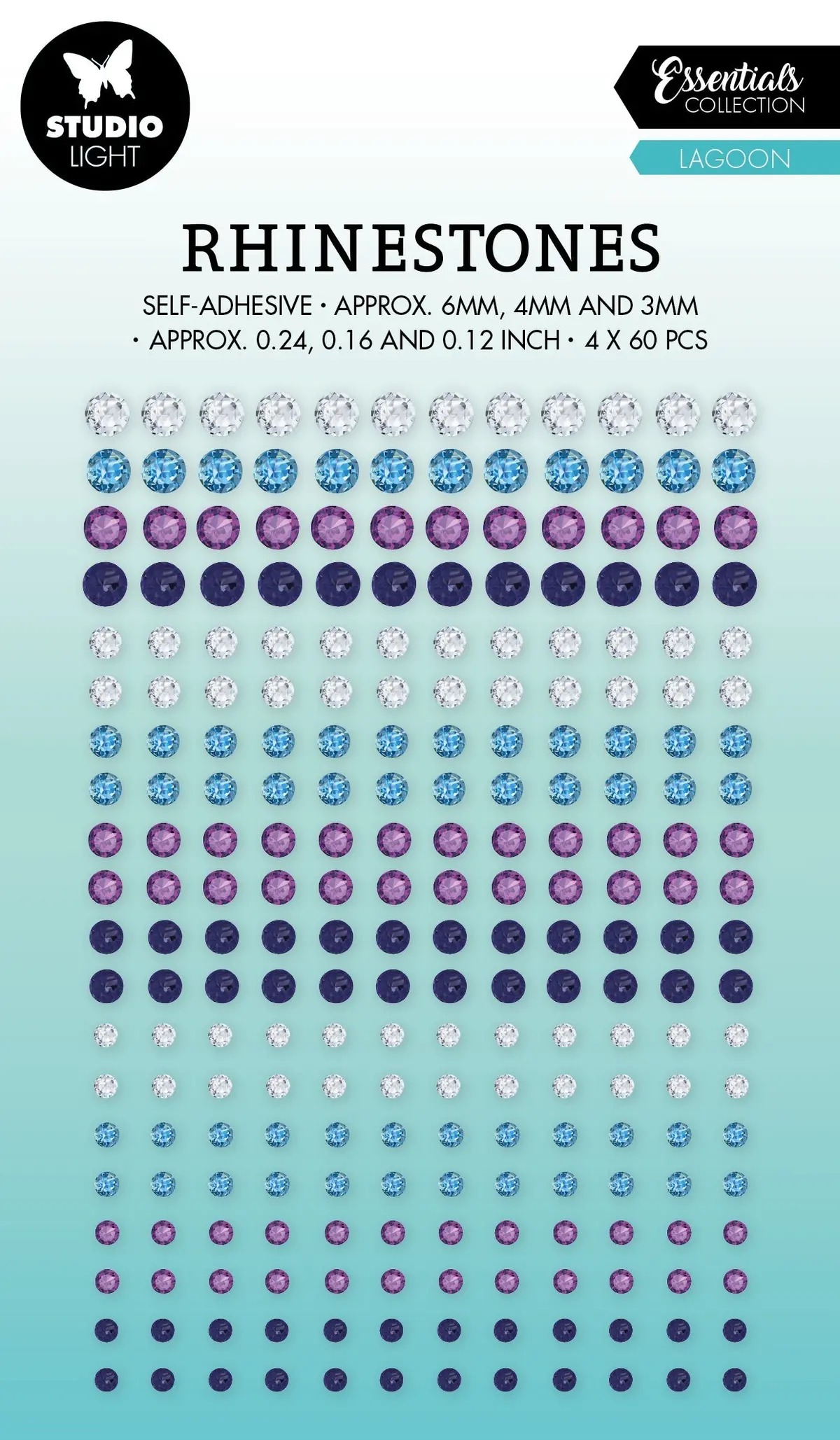 Sl Self-Adhesive Rhinestones Lagoon Essentials 105X180x4mm 240 Pc Nr.01 1