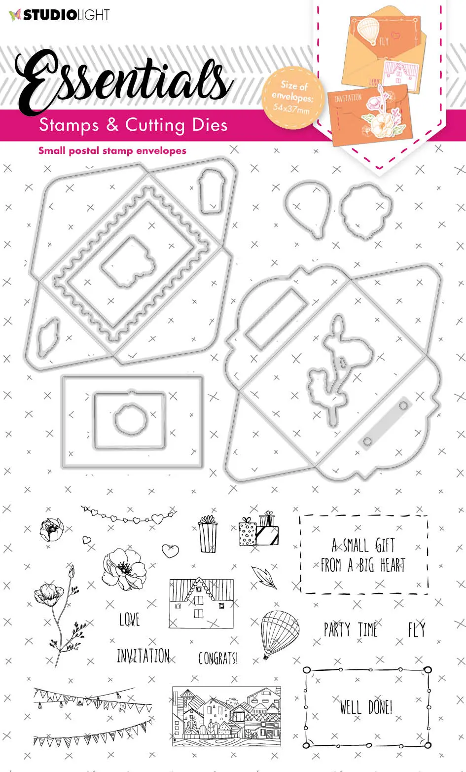 Sl Stamp & Cutting Die Small Postal Stamp Envelopes Essentials 148X210x1mm 34 Pc Nr.14 1