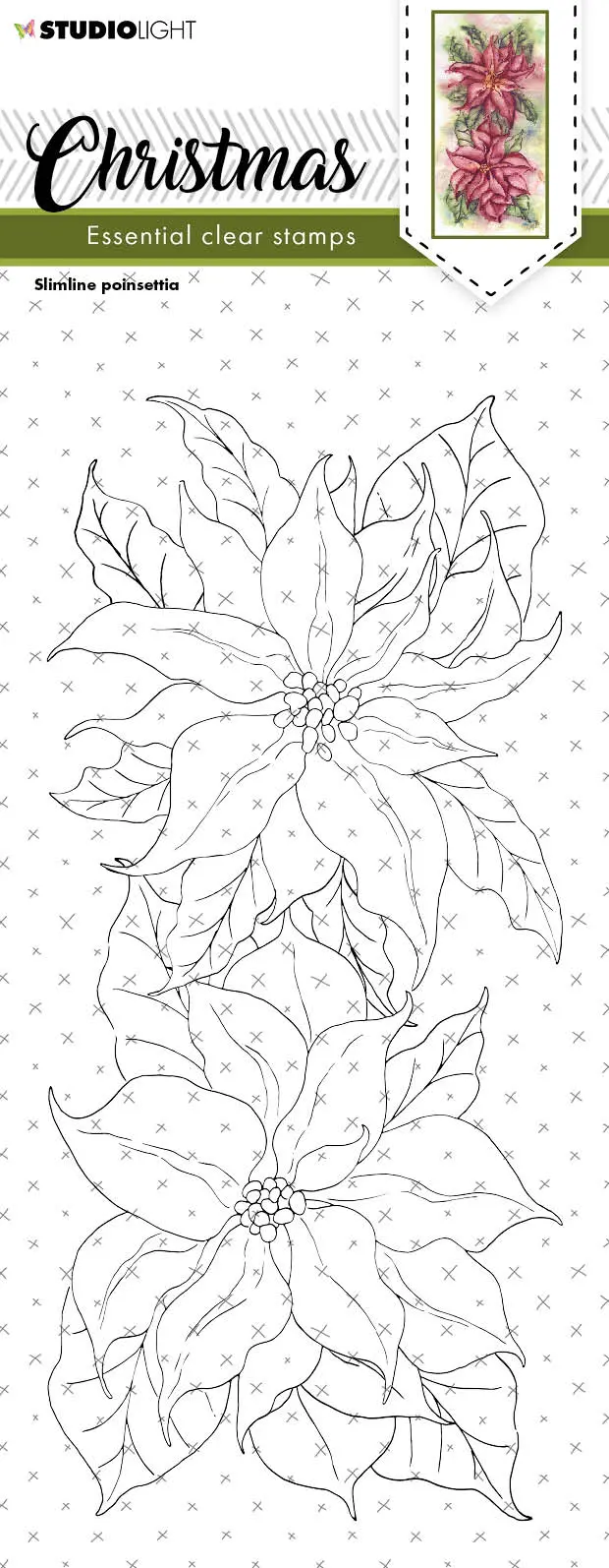 Sl Clear Stamp Christmas Slimline Poinsettia Essentials 105X210x3mm 1 Pc Nr.240 1