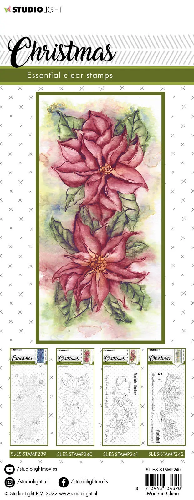 Sl Clear Stamp Christmas Slimline Poinsettia Essentials 105X210x3mm 1 Pc Nr.240 2