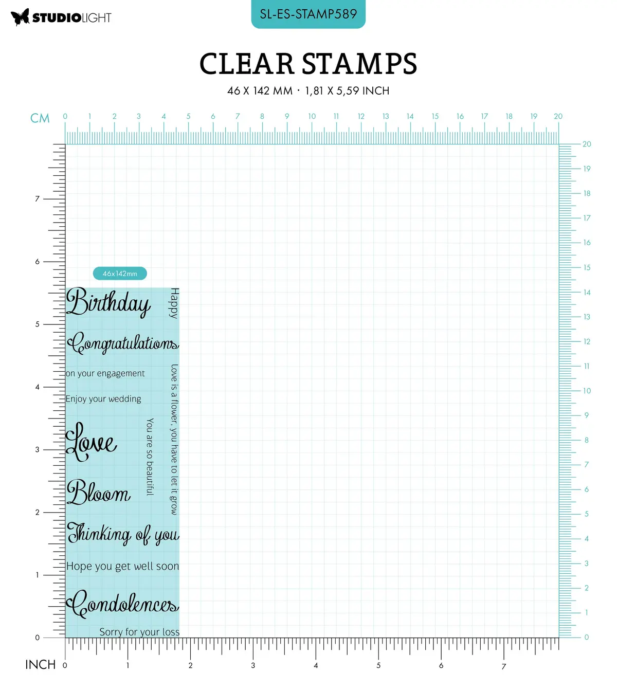 Sl Clear Stamp Sentiments Essentials 46,2X142x3mm 13 Pc Nr.589 2