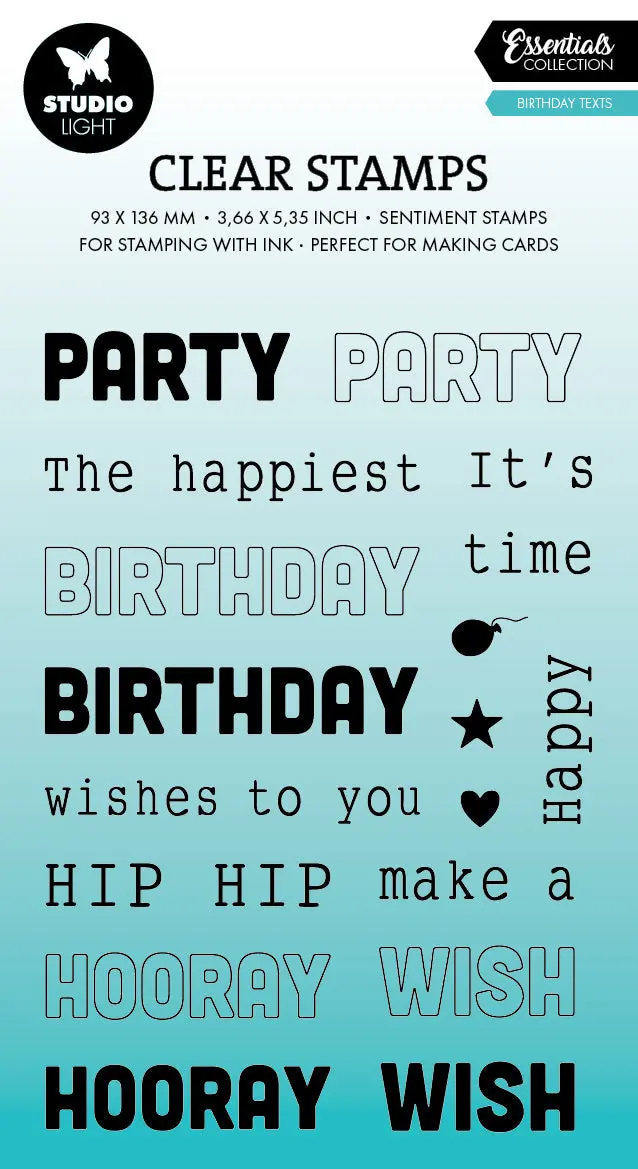 Sl Clear Stamps Birthday Texts Essentials 18 Pc 1