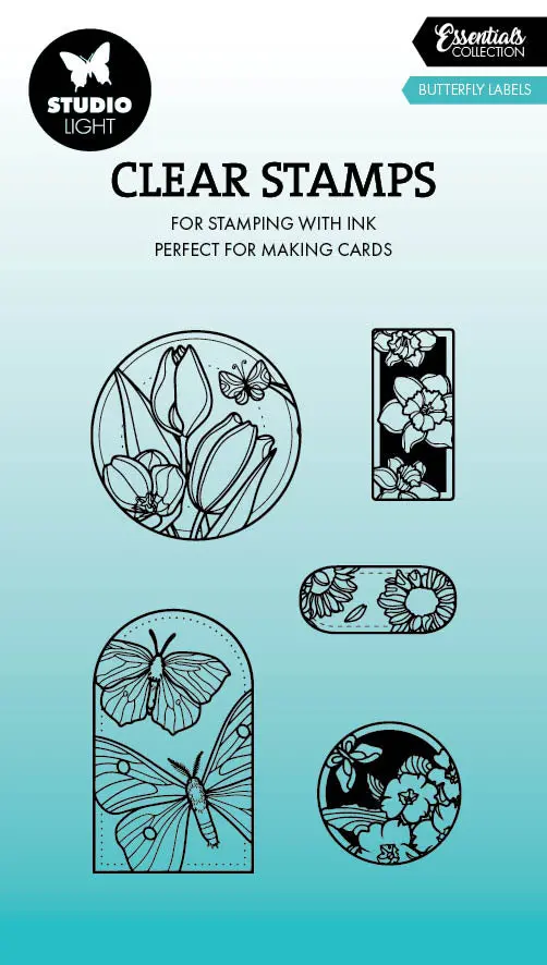 Sl Clear Stamp Butterfly Labels Essentials 5 Pc 1