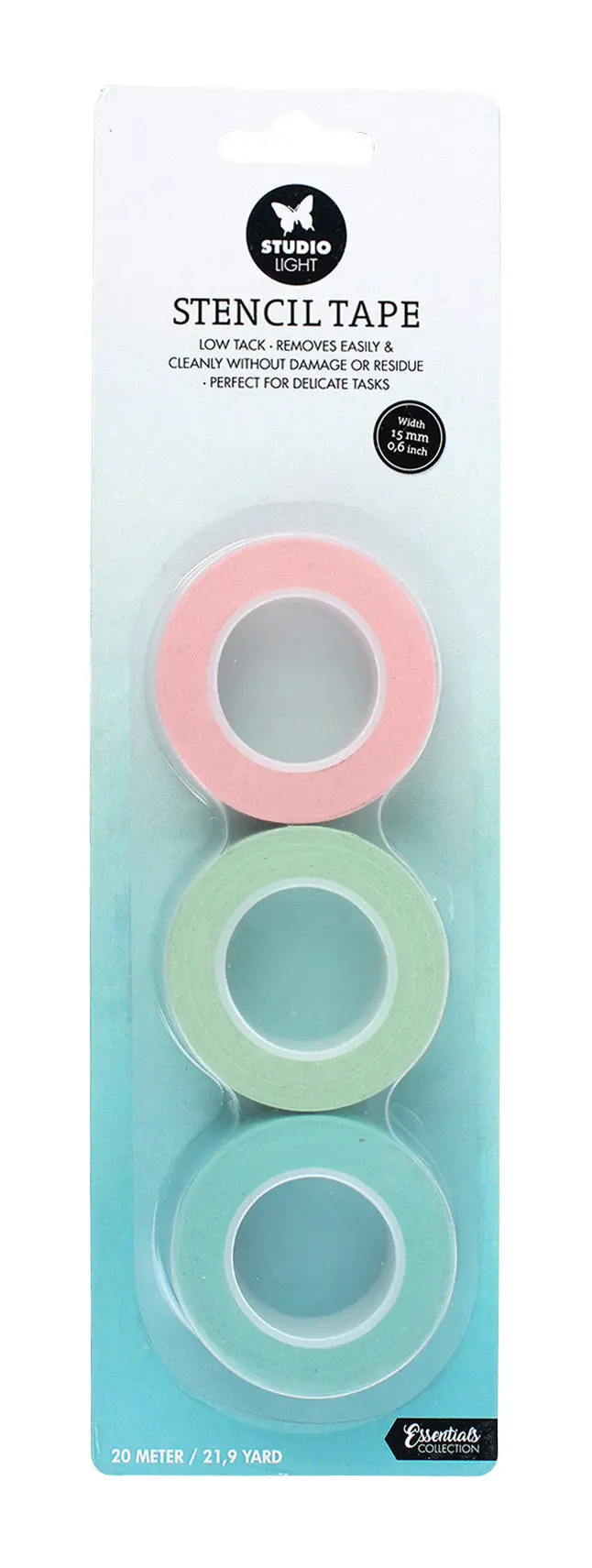 Sl Stencil Tape Low Tack 15Mm Wide 3 Pcs Essential Tools 40X40x15mm 20 Mt Nr.01 1