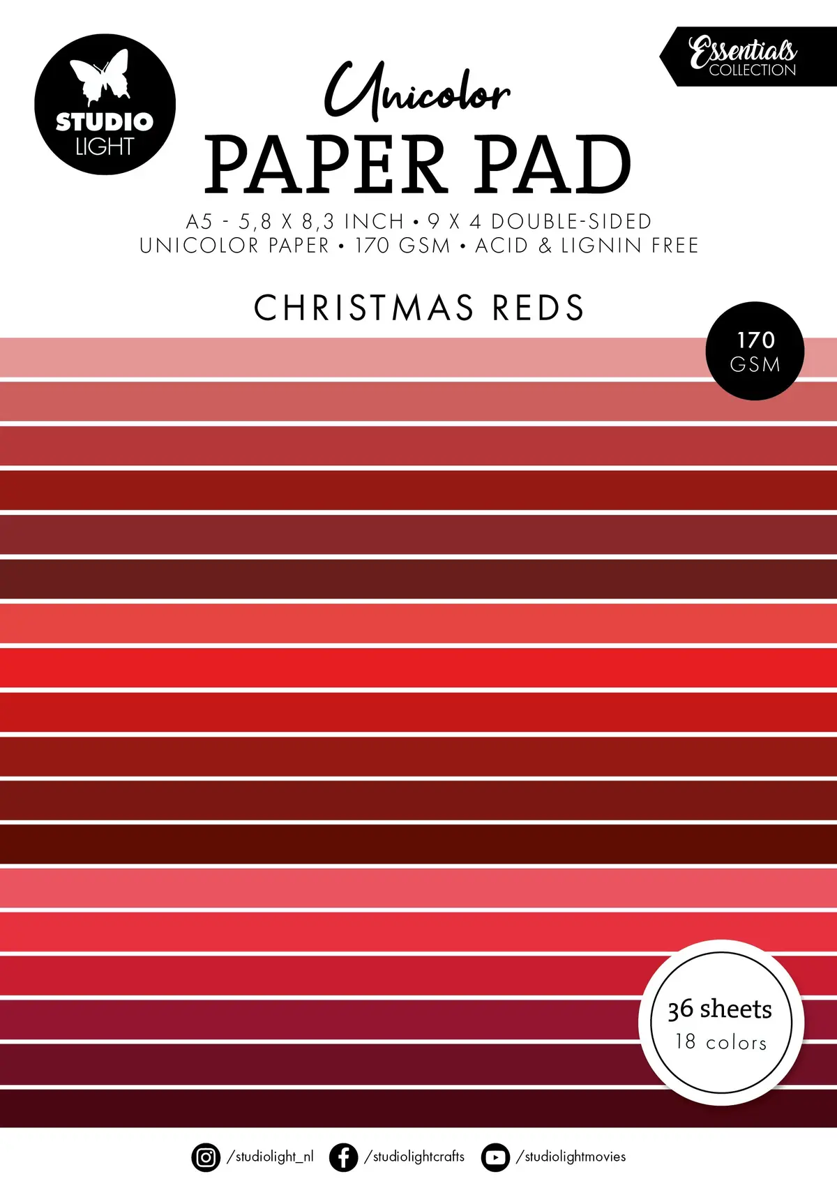 Sl Unicolor Paper Pad Christmas Reds  Essentials 36 Sh 1