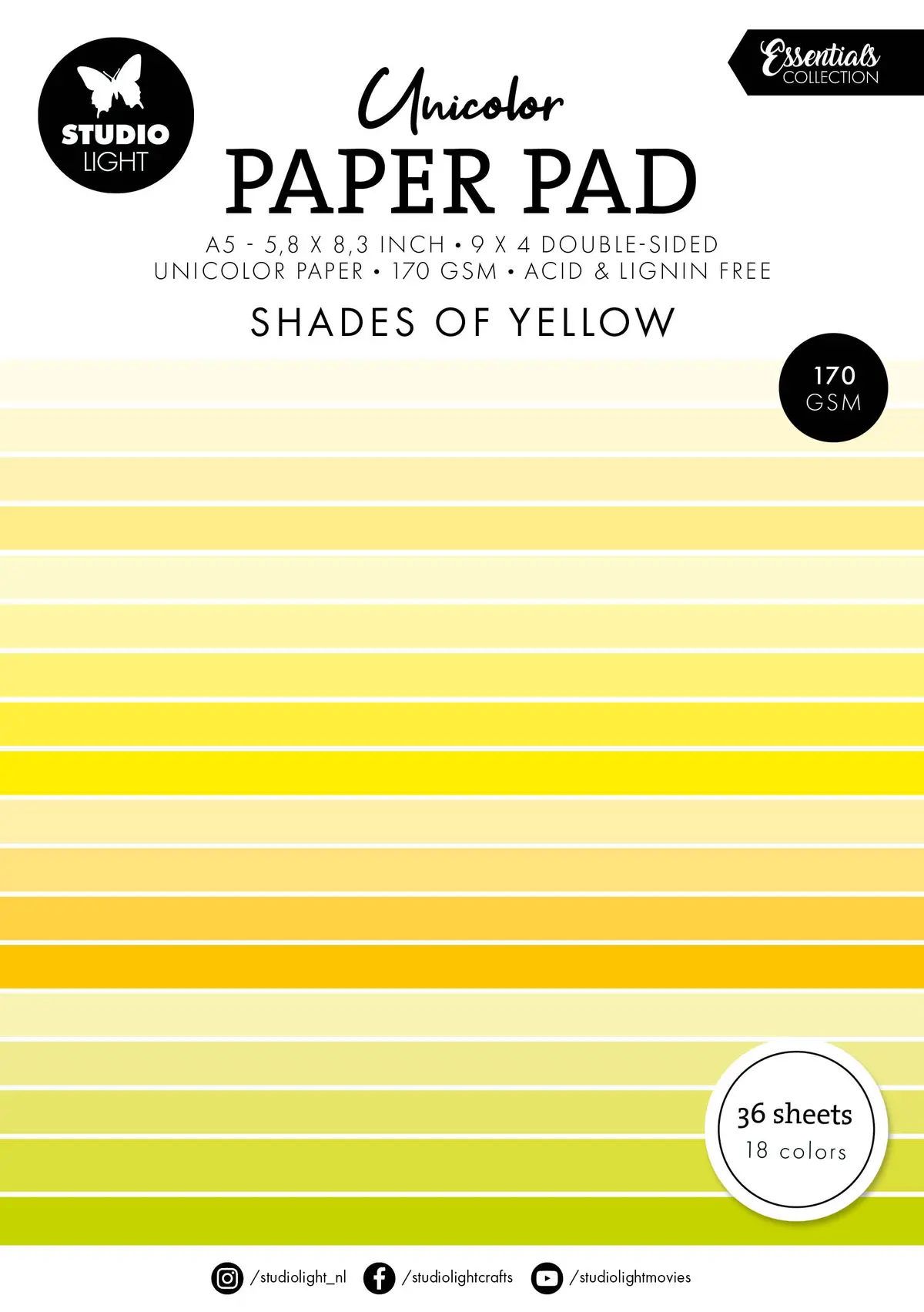 Sl Unicolor Paper Pad Shades Of Yellow Essentials 36 Sh 1