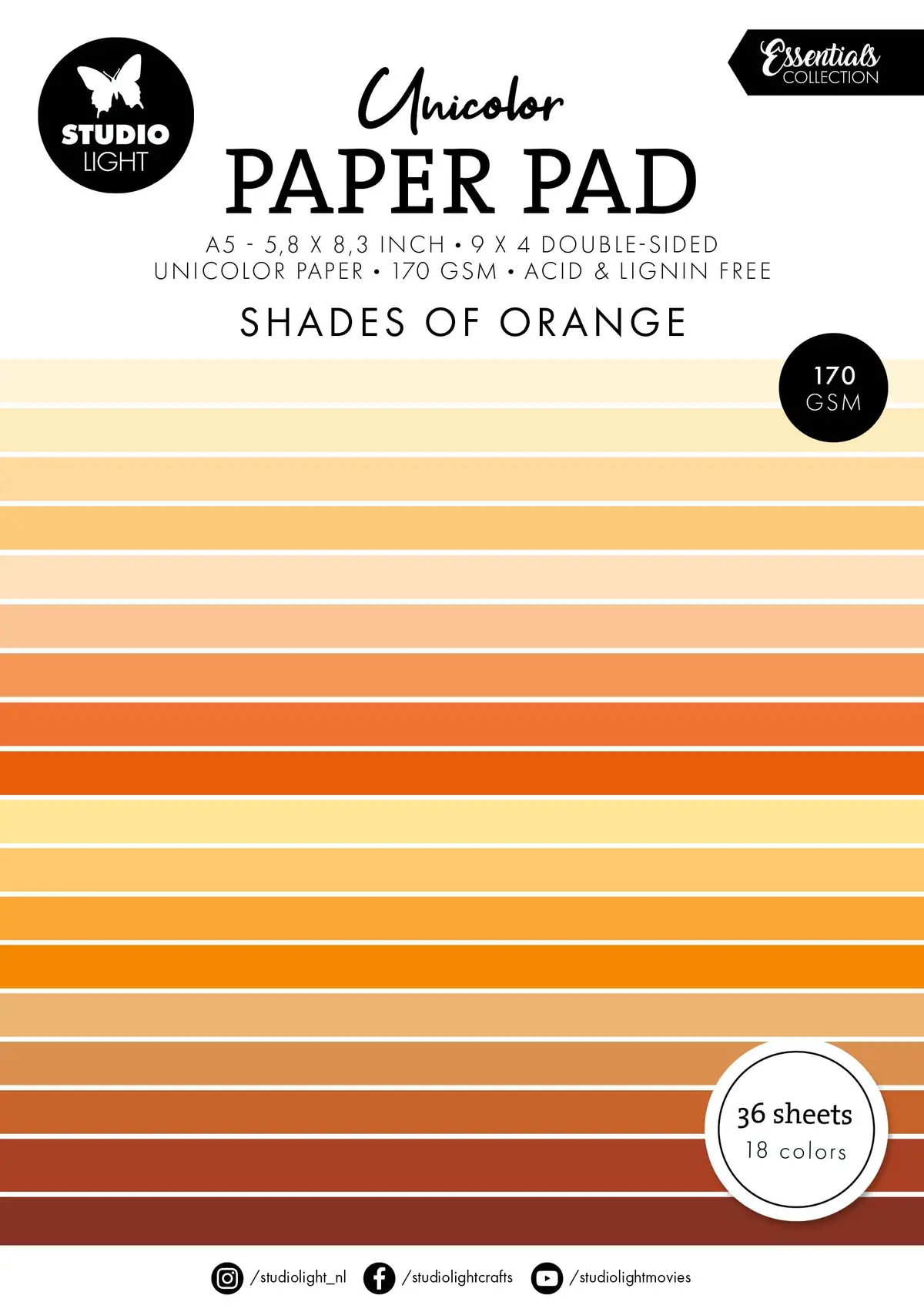 Sl Unicolor Paper Pad Shades Of Orange Essentials 36 Sh 1
