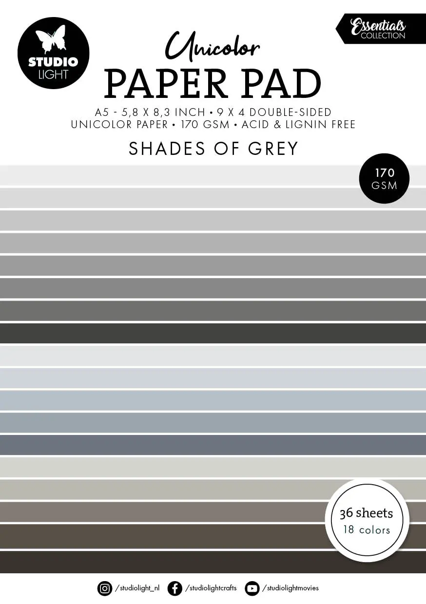 Sl Unicolor Paper Pad Shades Of Grey Essentials 36 Sh 1