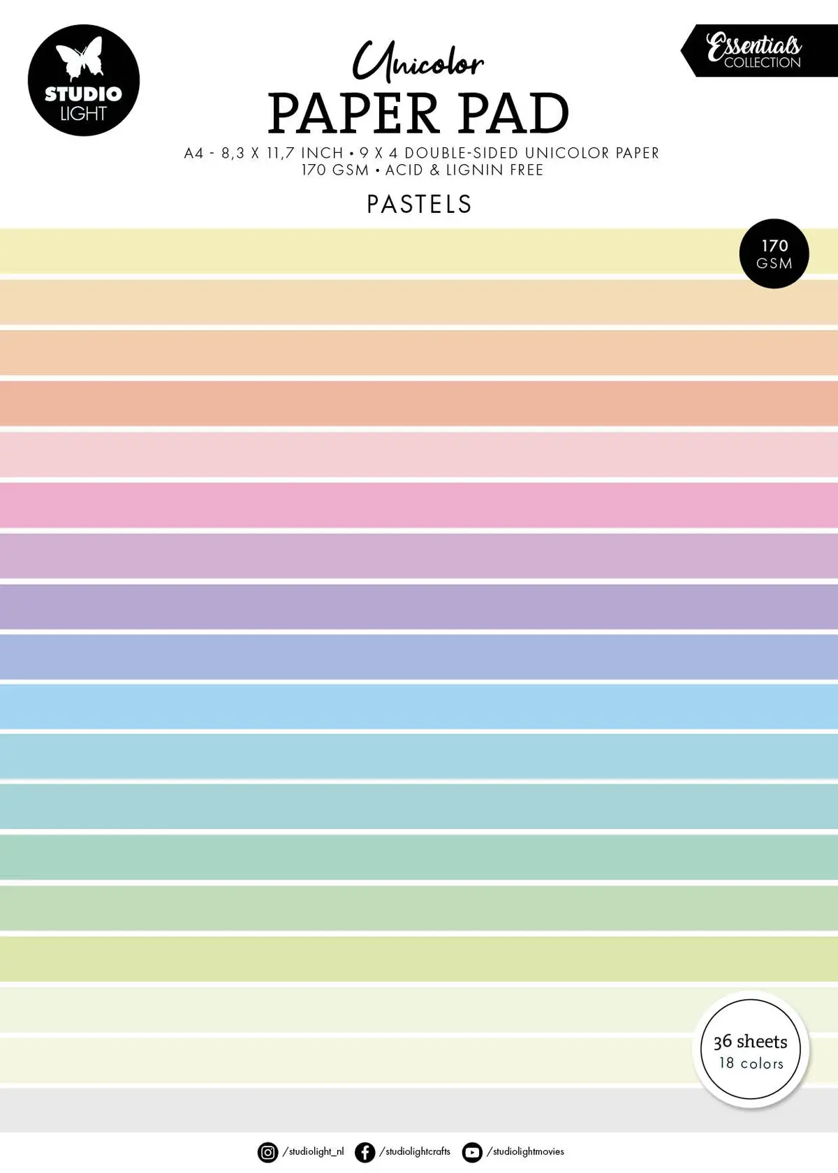 Sl Unicolor Paper Pad Pastels Tones Essentials 36 Sh 1